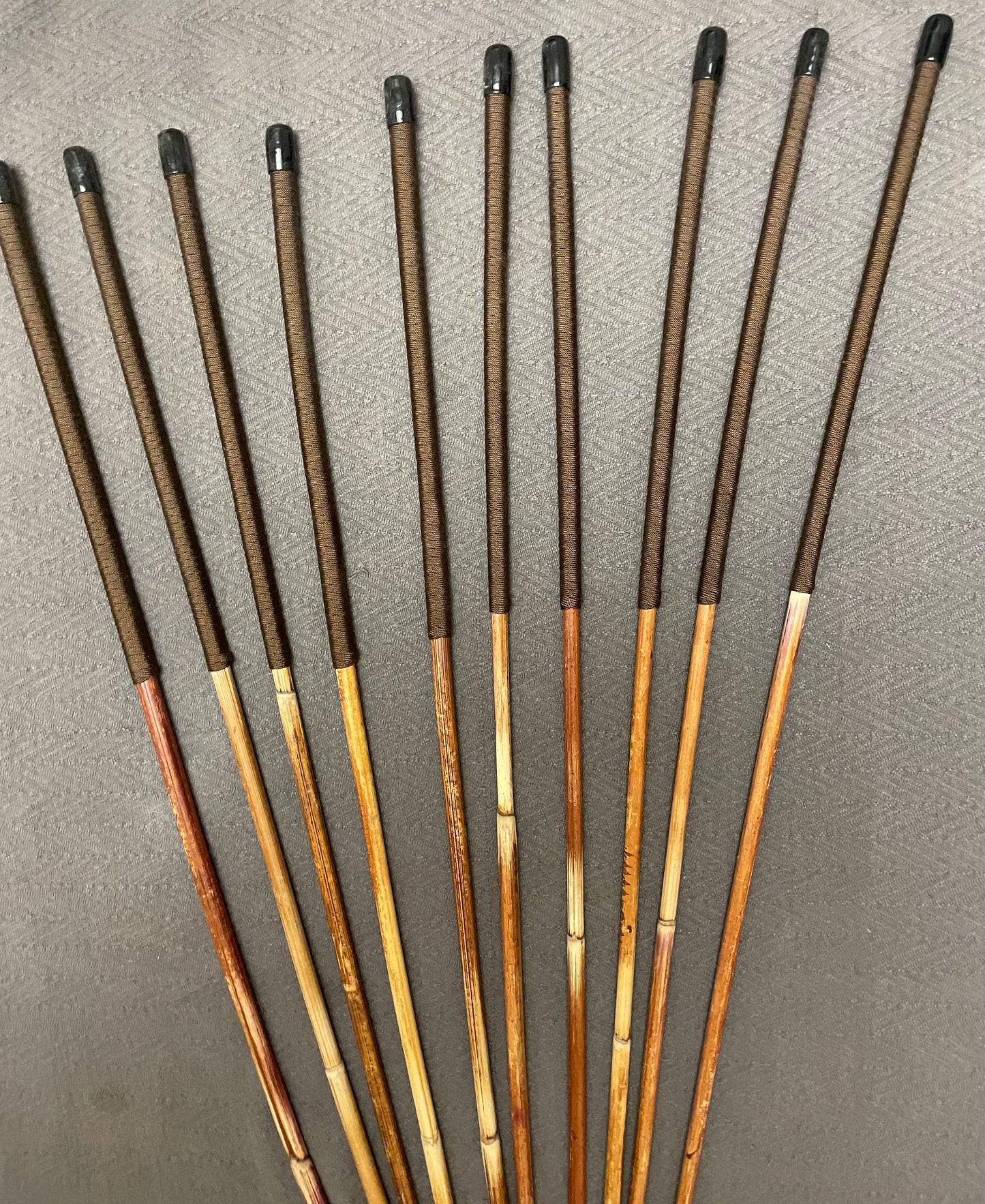 Set of 10 Classic Dragon Rattan Punishment Canes with Brown Paracord Handles - 95 cms Length - Sales Special
