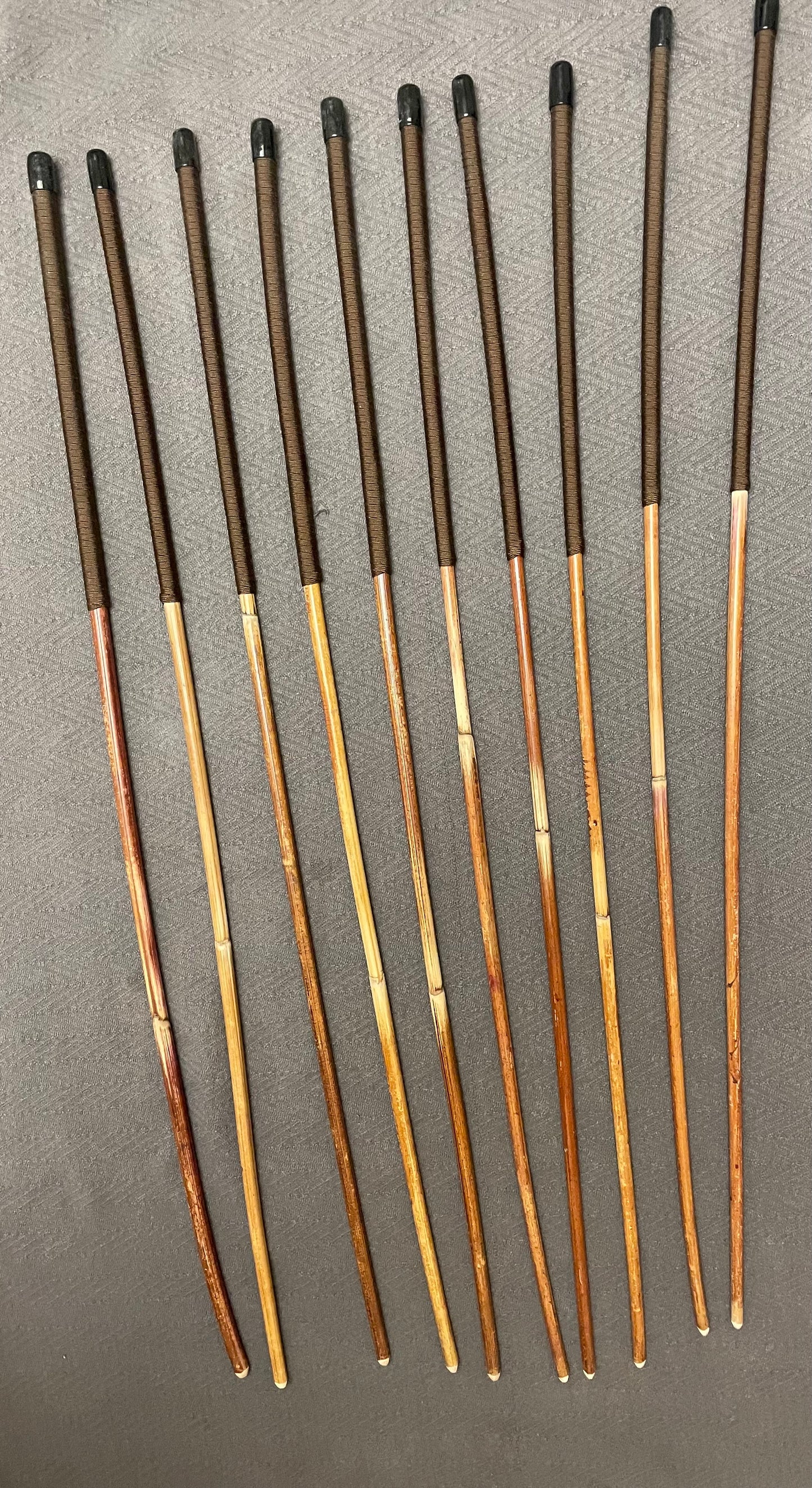 Set of 10 Classic Dragon Rattan Punishment Canes with Brown Paracord Handles - 95 cms Length - Sales Special