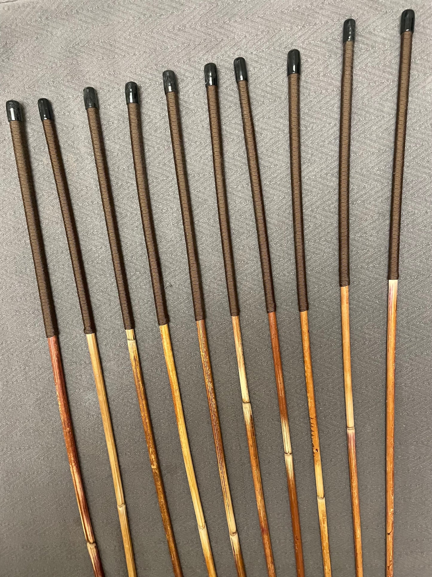 Set of 10 Classic Dragon Rattan Punishment Canes with Brown Paracord Handles - 95 cms Length - Sales Special
