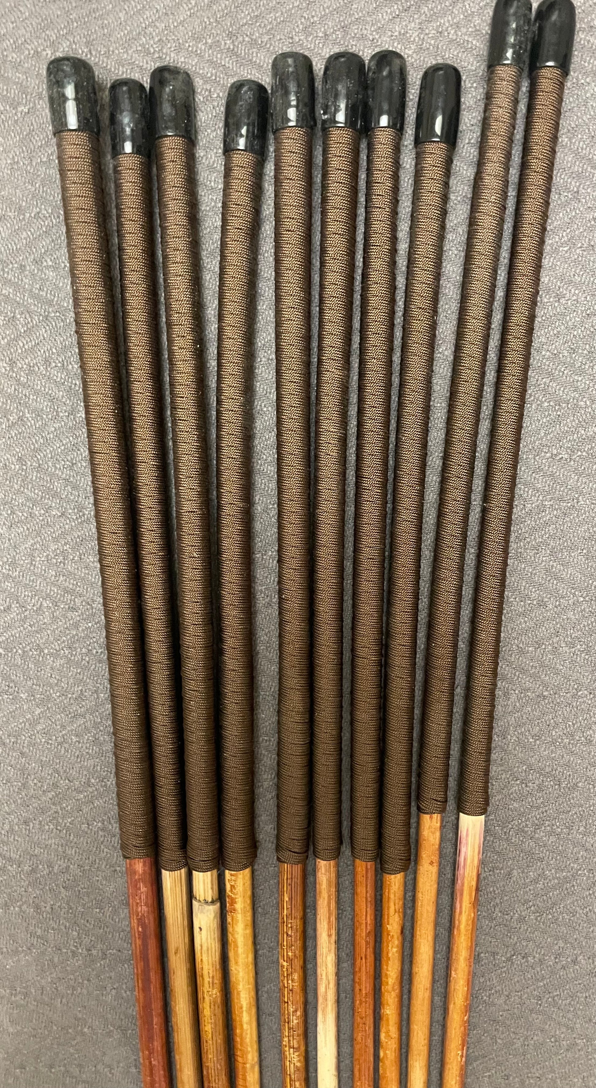 Set of 10 Classic Dragon Rattan Punishment Canes with Brown Paracord Handles - 95 cms Length - Sales Special