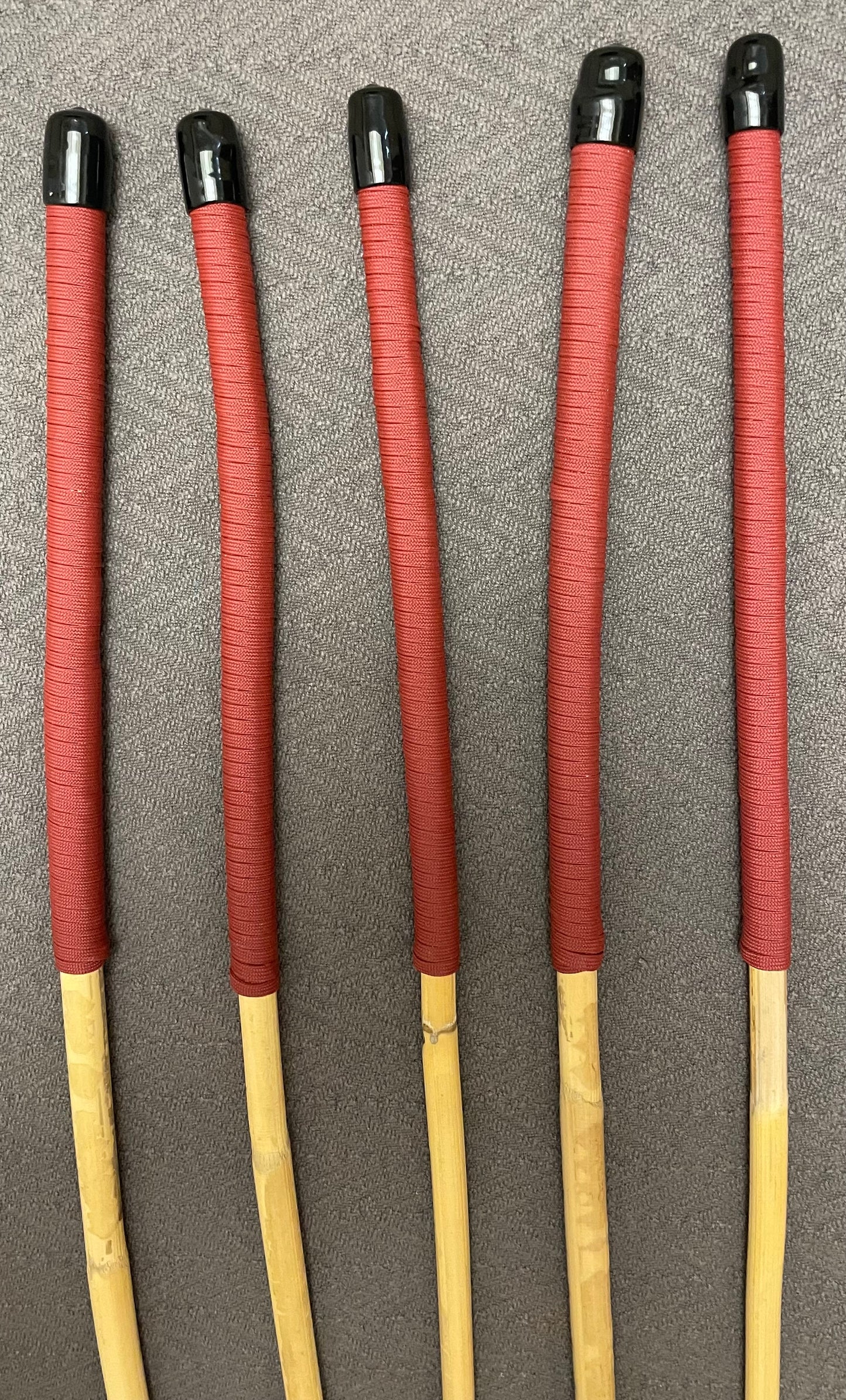 Set of 5 Classic Kooboo Rattan OTK Punishment canes with RED Paracord Handles - Over the Knee OTK Cane Set