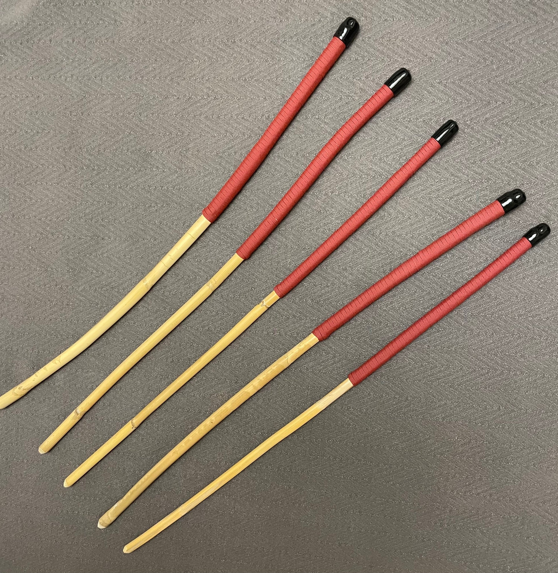 Set of 5 Classic Kooboo Rattan OTK Punishment canes with RED Paracord Handles - Over the Knee OTK Cane Set