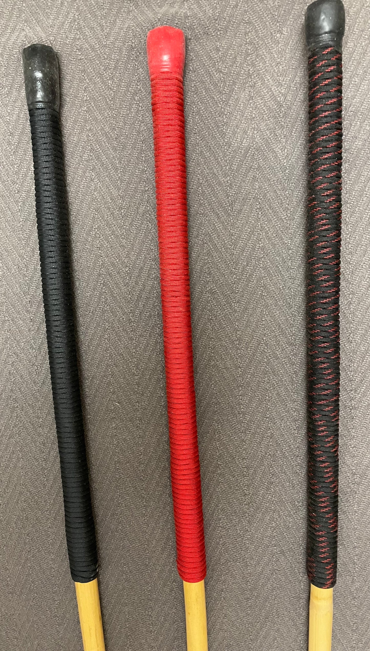 Singapore Prison Cane - Standard and Extreme Editions - Judicial Rattan Cane (Malacca Rattan) - 1.2m L & 13 - 14 mm or 15-16 mm D - 15” Paracord Handles