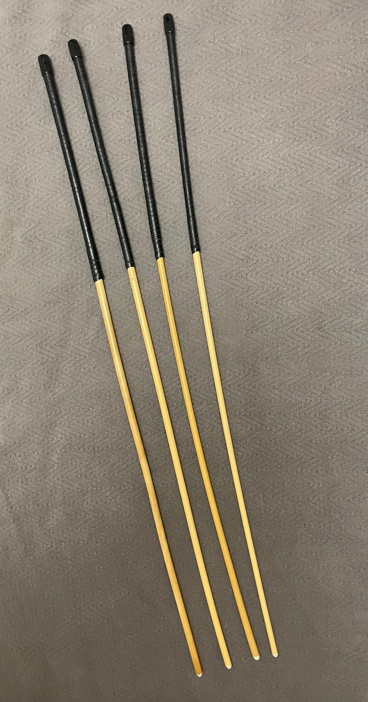 Set of 4 Knotless Dragon Canes / Ultimate Canes / No Knot Rattan Canes / BDSM Canes - 92 cms Length - Black Kangaroo Leather Handles