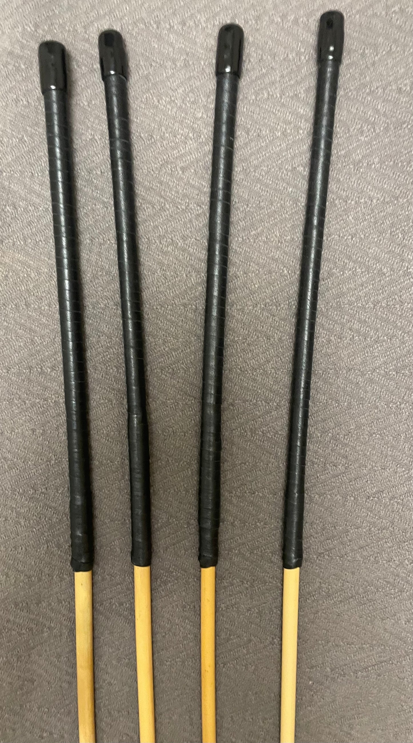 Set of 4 Knotless Dragon Canes / Ultimate Canes / No Knot Rattan Canes / BDSM Canes - 92 cms Length - Black Kangaroo Leather Handles