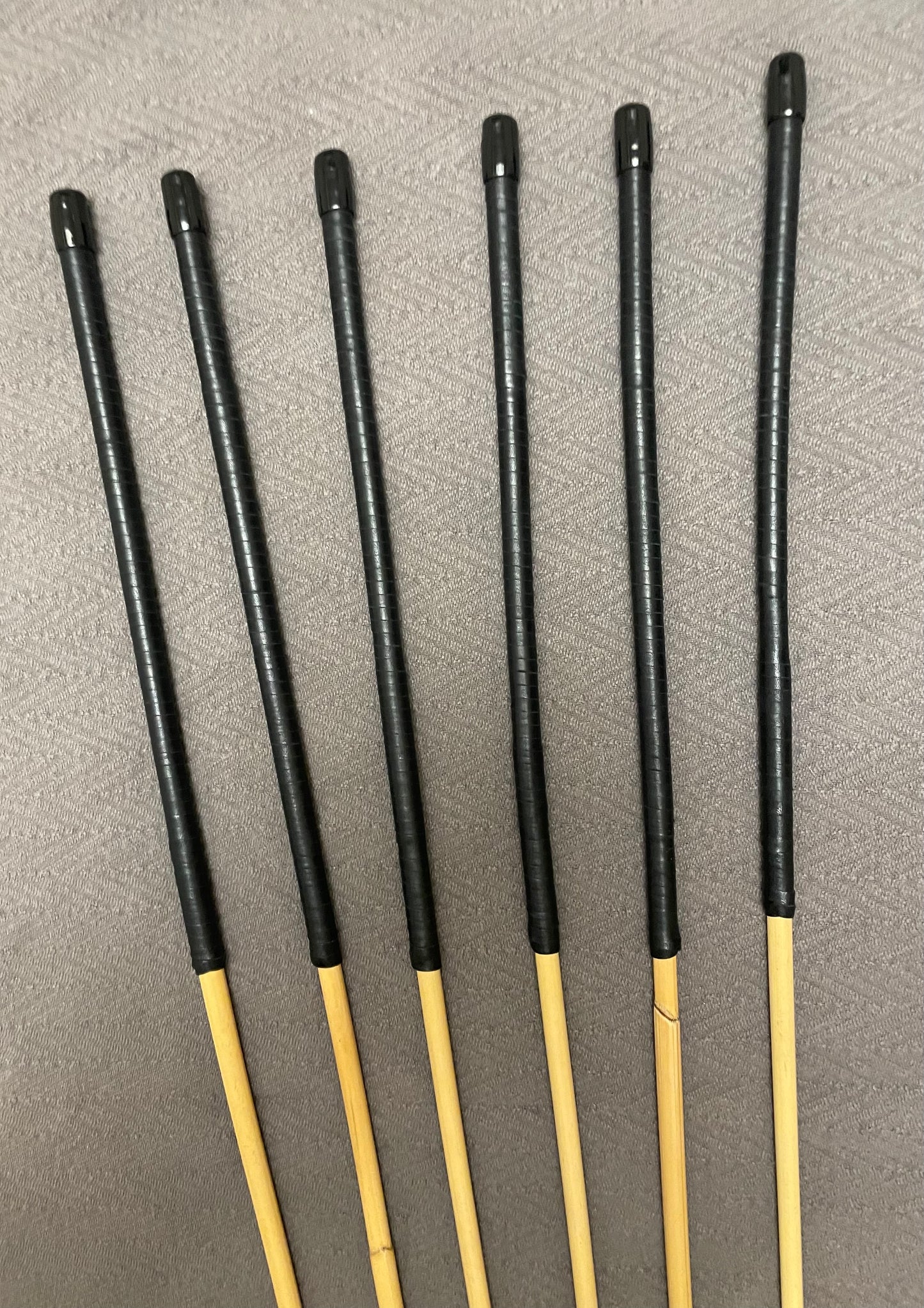 Thick and Thuddy ProDomme Dragon Cane Set of 6 Rattan Canes / Whipping Canes / BDSM Canes - 95 cms Length - Black Kangaroo Leather Handles
