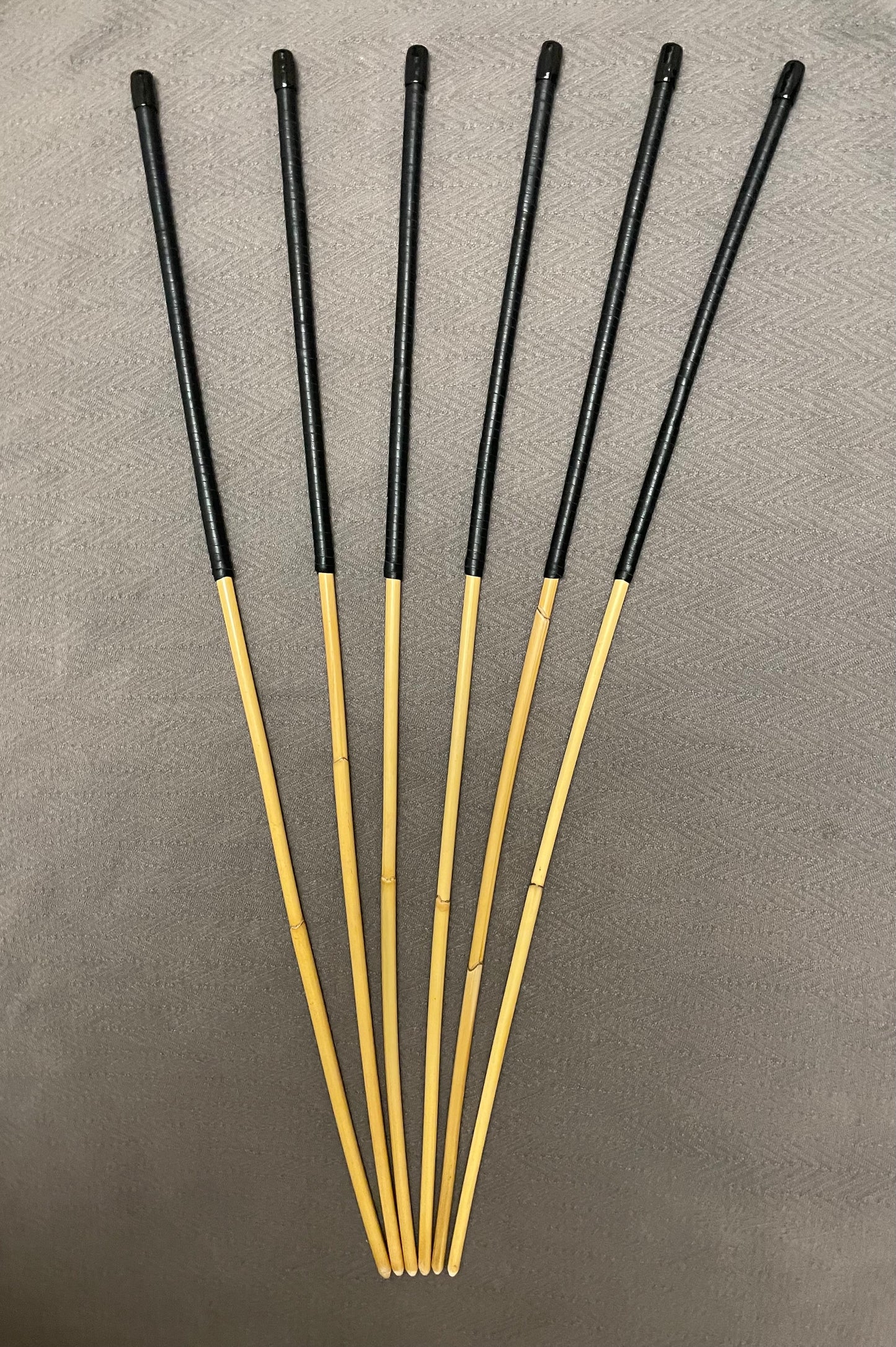 Thick and Thuddy ProDomme Dragon Cane Set of 6 Rattan Canes / Whipping Canes / BDSM Canes - 95 cms Length - Black Kangaroo Leather Handles