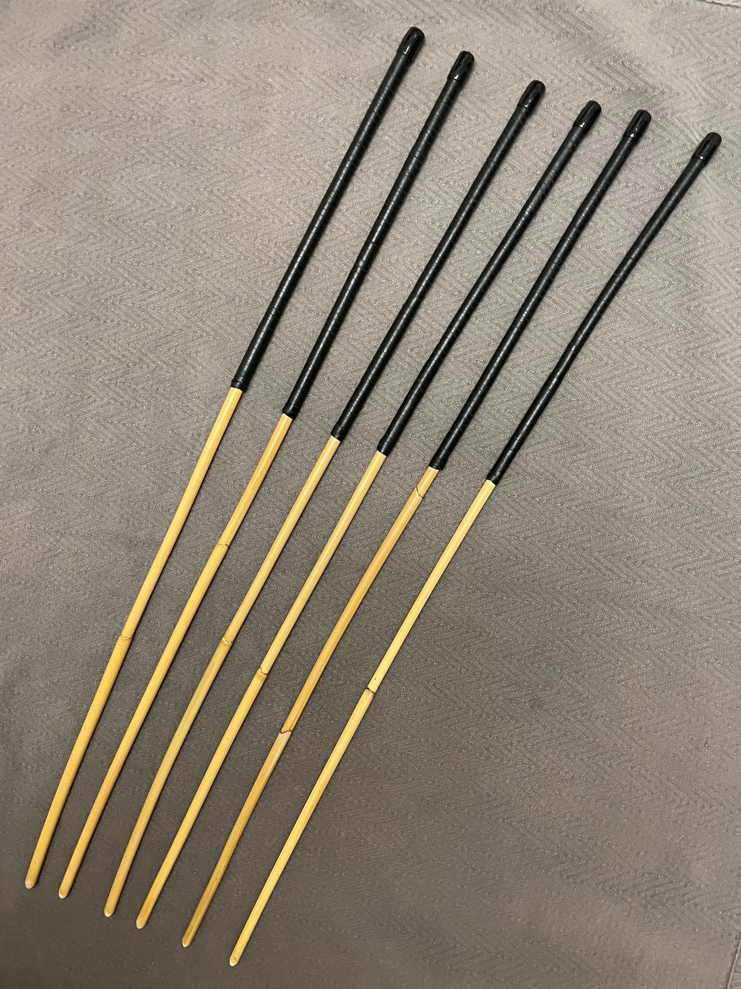 Thick and Thuddy ProDomme Dragon Cane Set of 6 Rattan Canes / Whipping Canes / BDSM Canes - 95 cms Length - Black Kangaroo Leather Handles