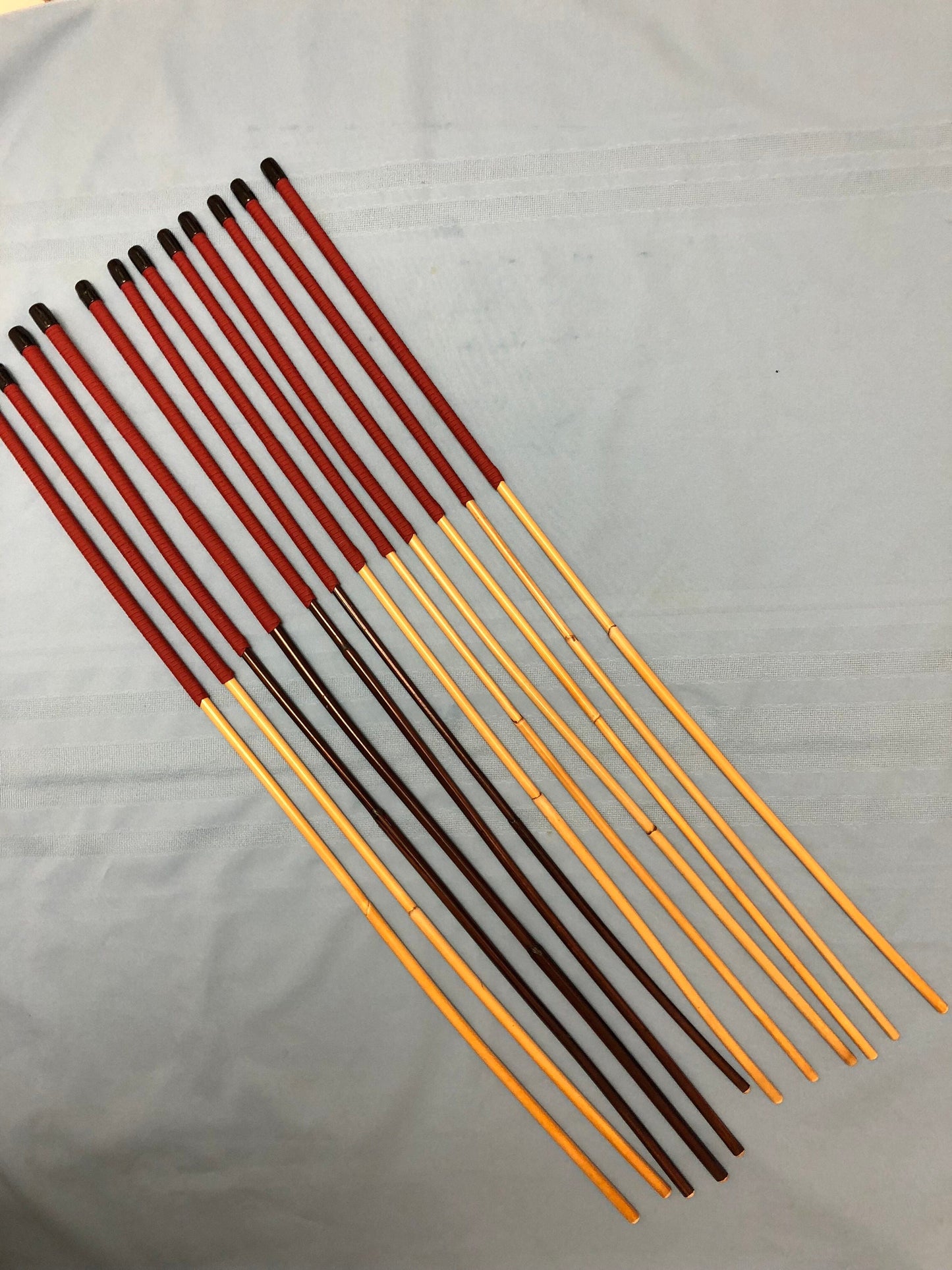 Set of 12 Whippy Smoked Dragon Canes / Classic Dragon Canes / Thin Stingy Canes / Falaka Canes - Red Paracord Handles