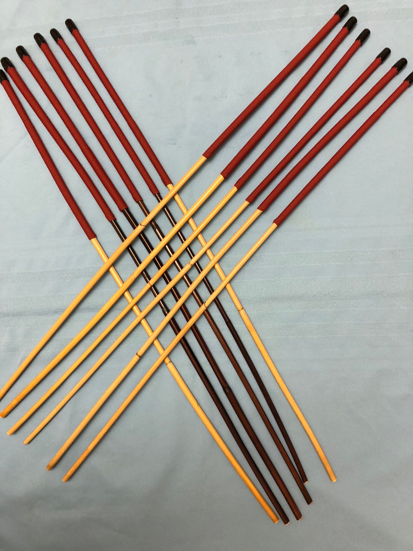 Set of 12 Whippy Smoked Dragon Canes / Classic Dragon Canes / Thin Stingy Canes / Falaka Canes - Red Paracord Handles