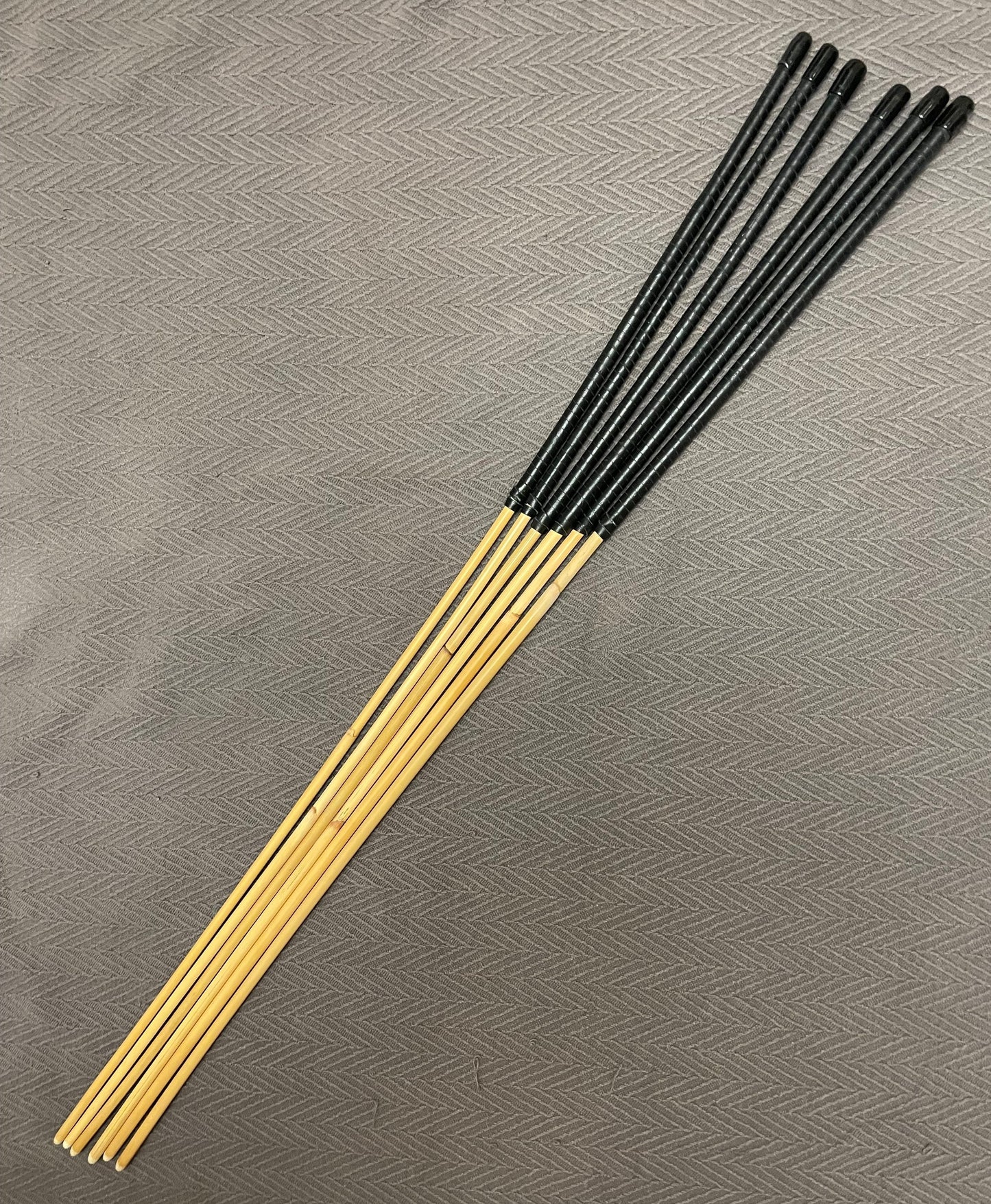 Set of 6 Whippy Swishy Thin Dragon Canes / School Canes / Bastinado Canes with Black Kangaroo Leather Handles - 95 cms Length