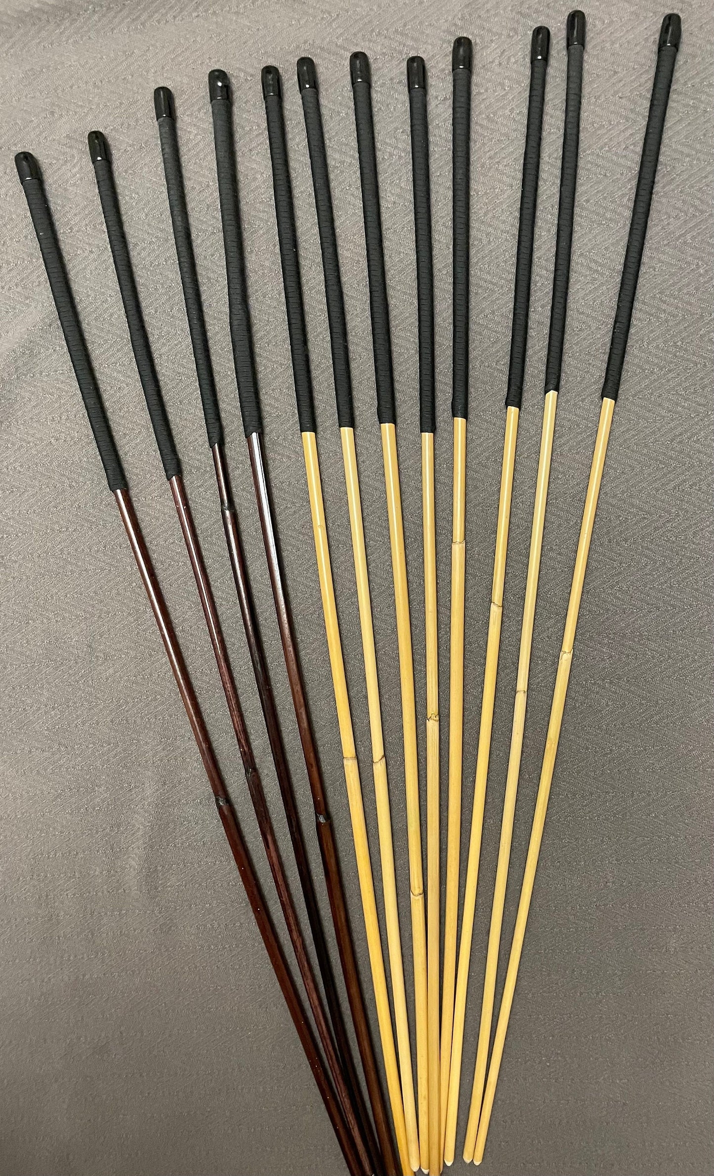 Painful Pleasures Mixed Set of 12 Classic Dragon / Smoked Dragon Canes with Black Paracord Handles