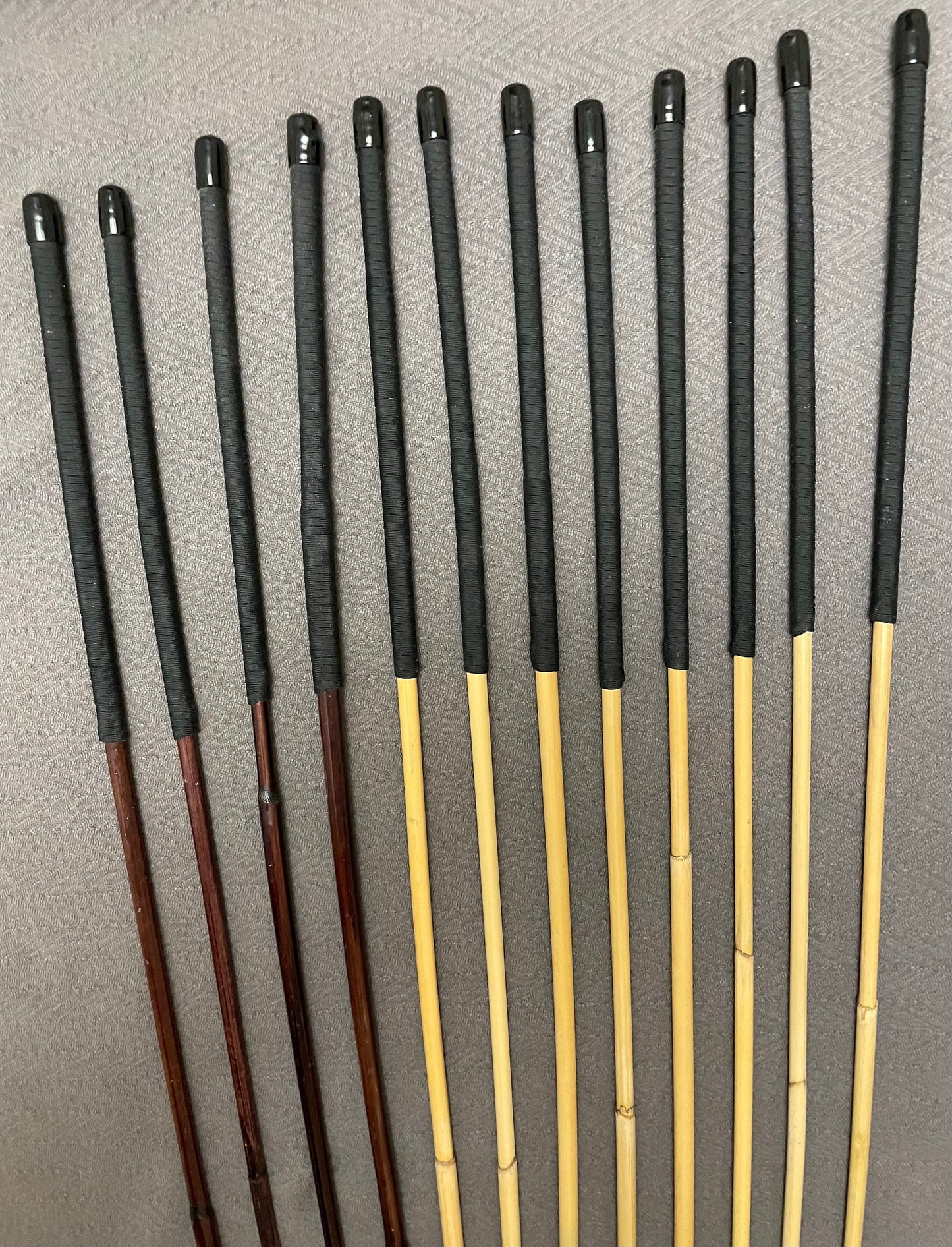 Painful Pleasures Mixed Set of 12 Classic Dragon / Smoked Dragon Canes with Black Paracord Handles