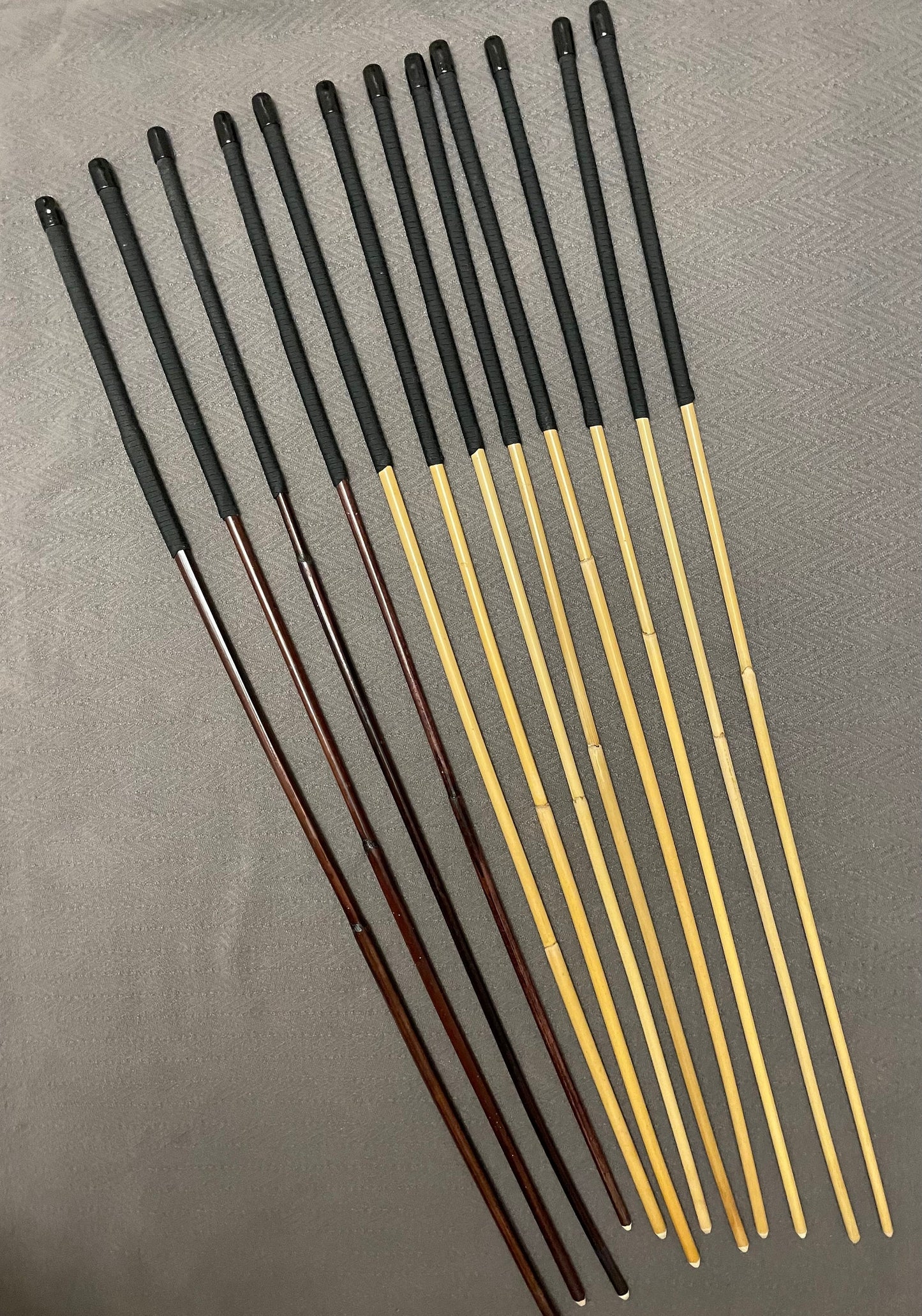 Painful Pleasures Mixed Set of 12 Classic Dragon / Smoked Dragon Canes with Black Paracord Handles