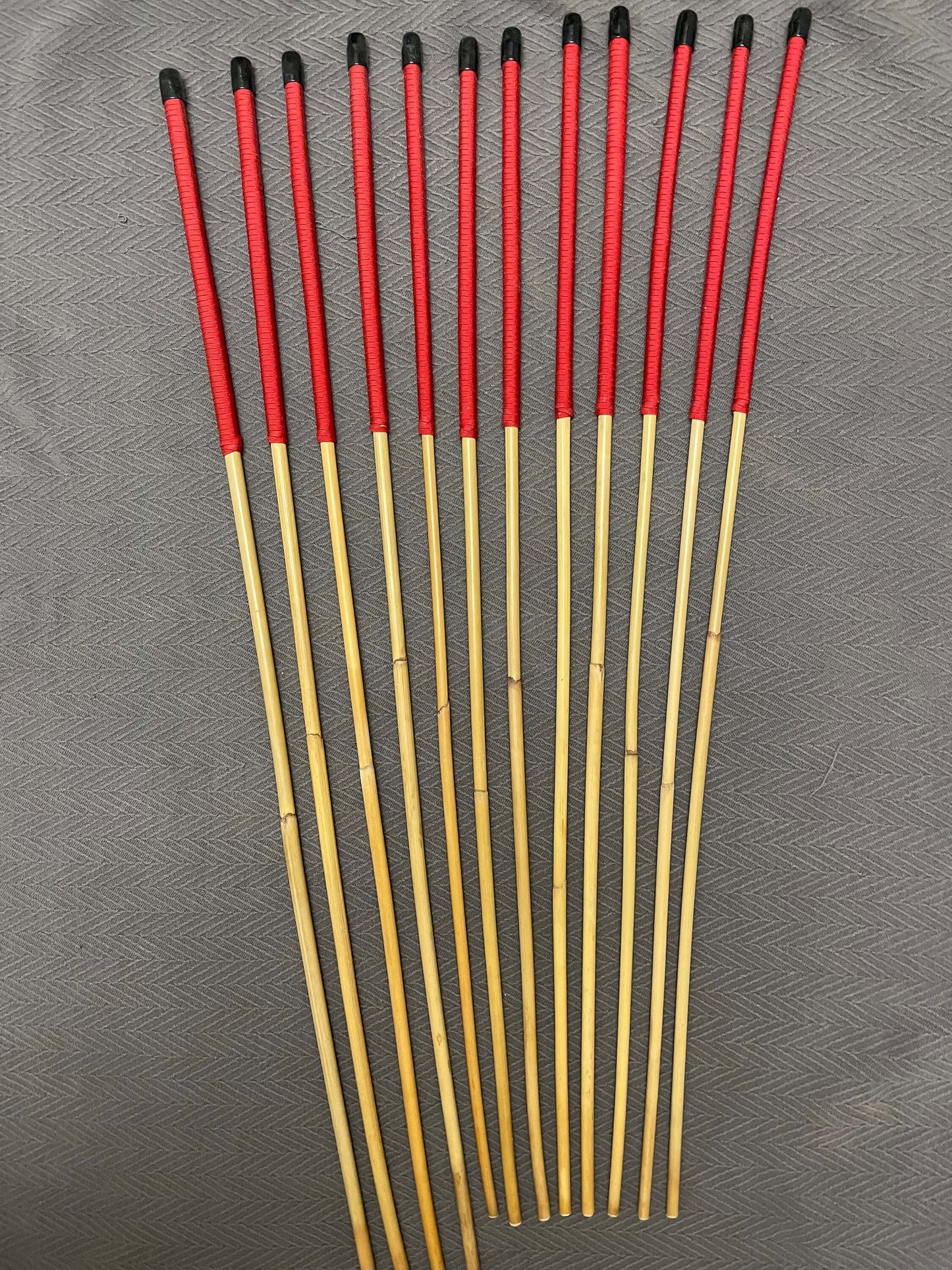 Set of 12 Dragon Rattan Canes / Punishment Canes wirh Red Paracord Handles