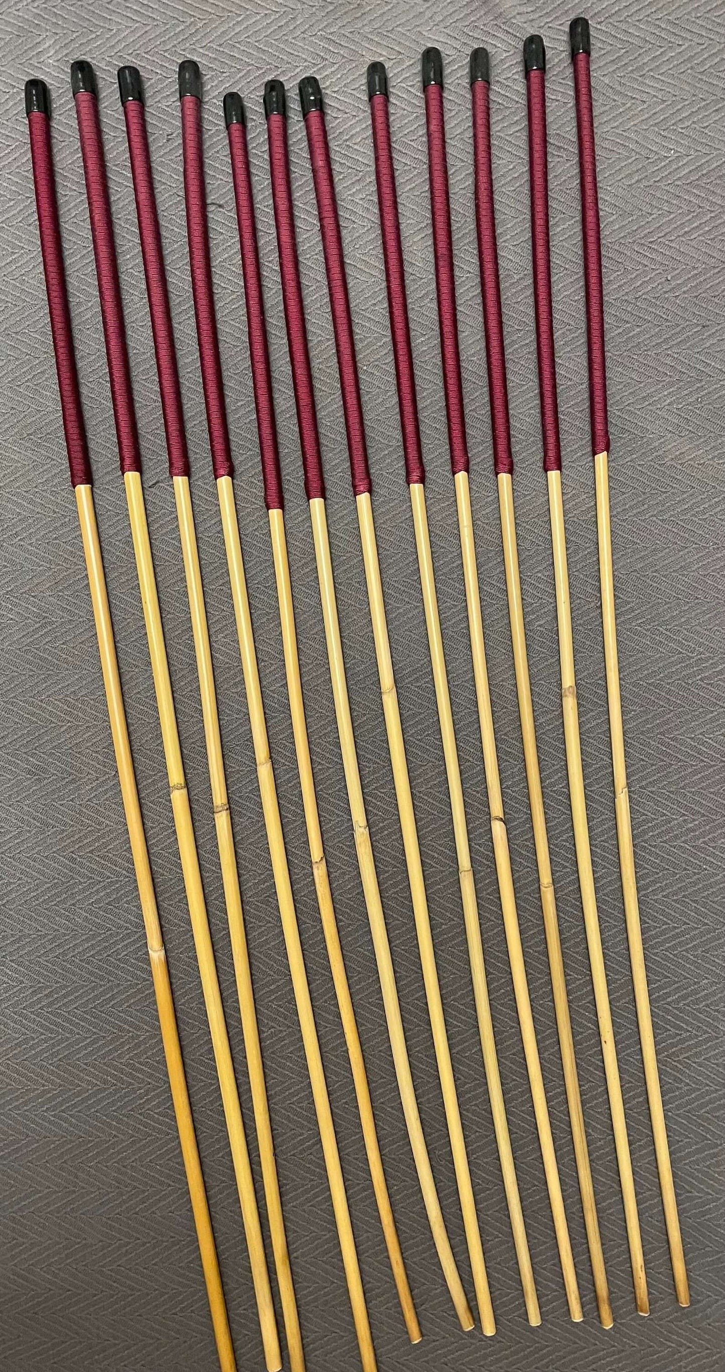 Set of 12 Dragon Rattan Canes / Punishment Canes wirh Burgundy Paracord Handles