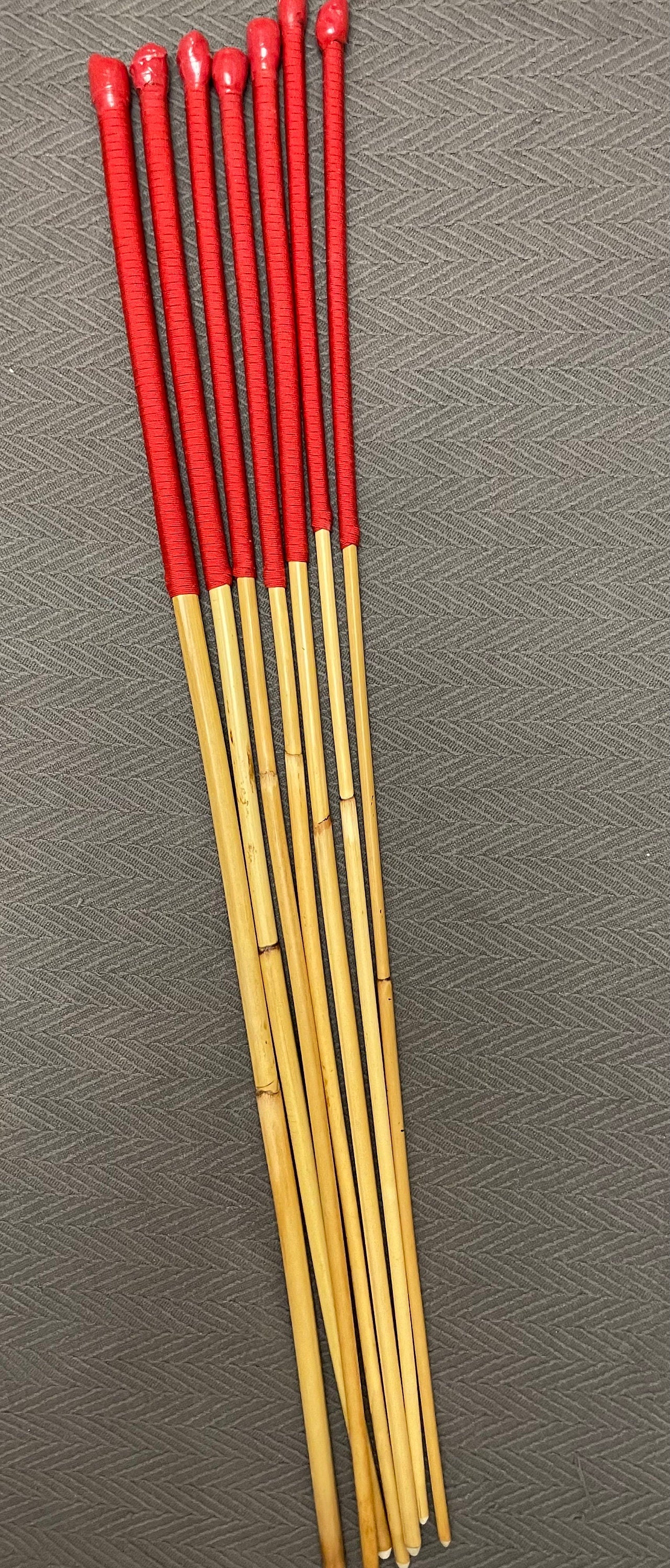 Set of 7 Classic Dragon Canes / School Canes / Punishment Canes / BDSM Canes - 90 cms Length - Red Paracord Handles