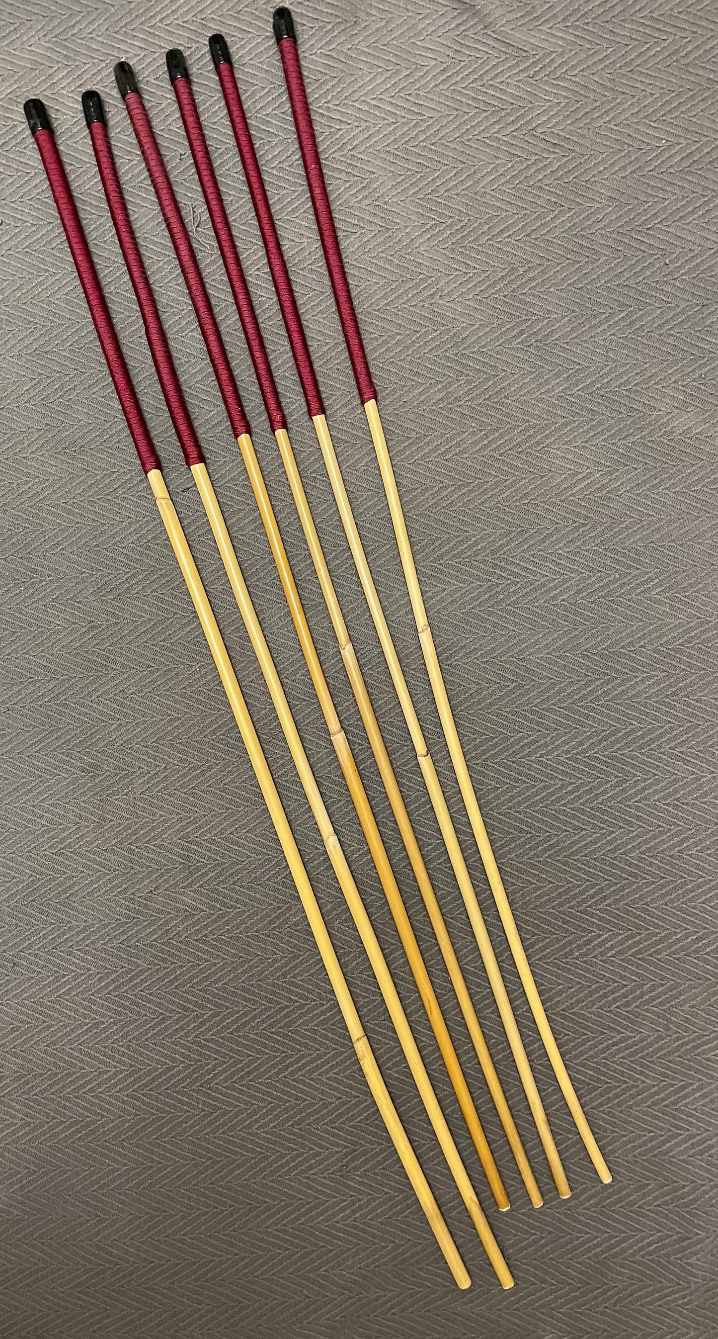 Set of 6 Classic Dragon Rattan Punishment Canes / School Canes with Burgundy Paracord Handles