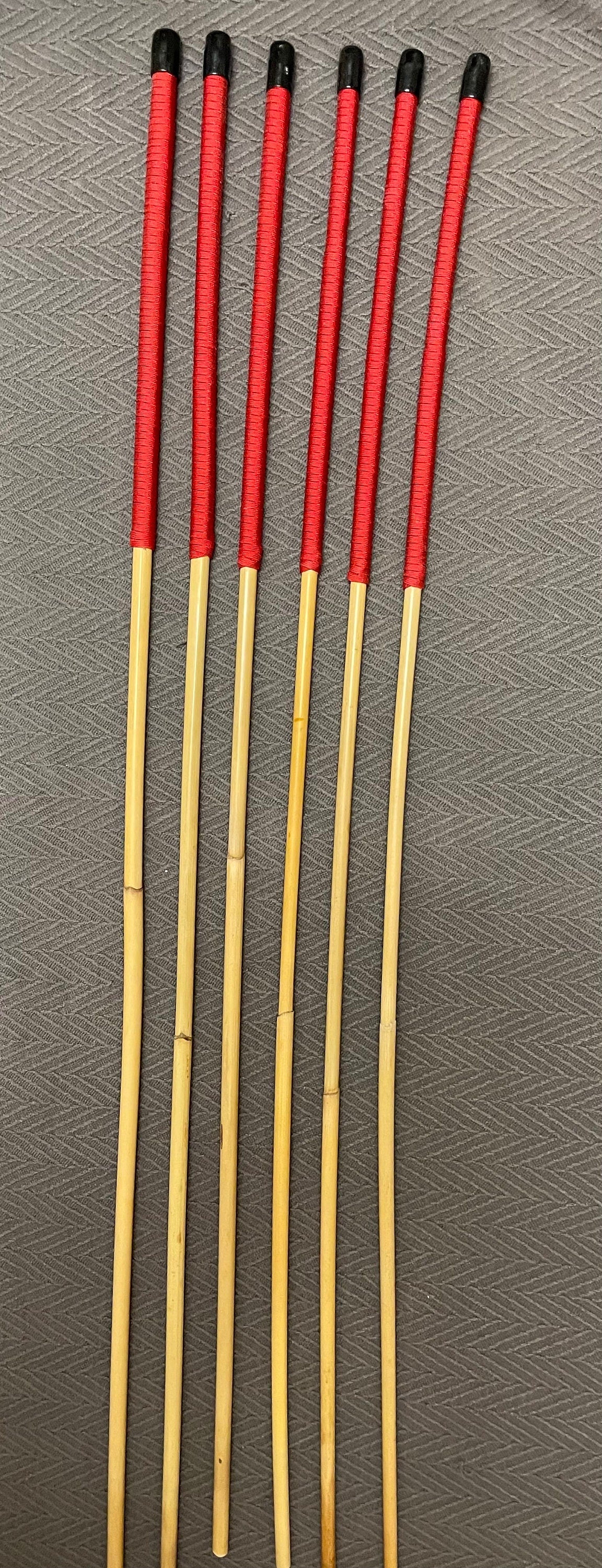 Set of 6 Classic Dragon Rattan Punishment Canes / School Canes with Red Paracord Handles