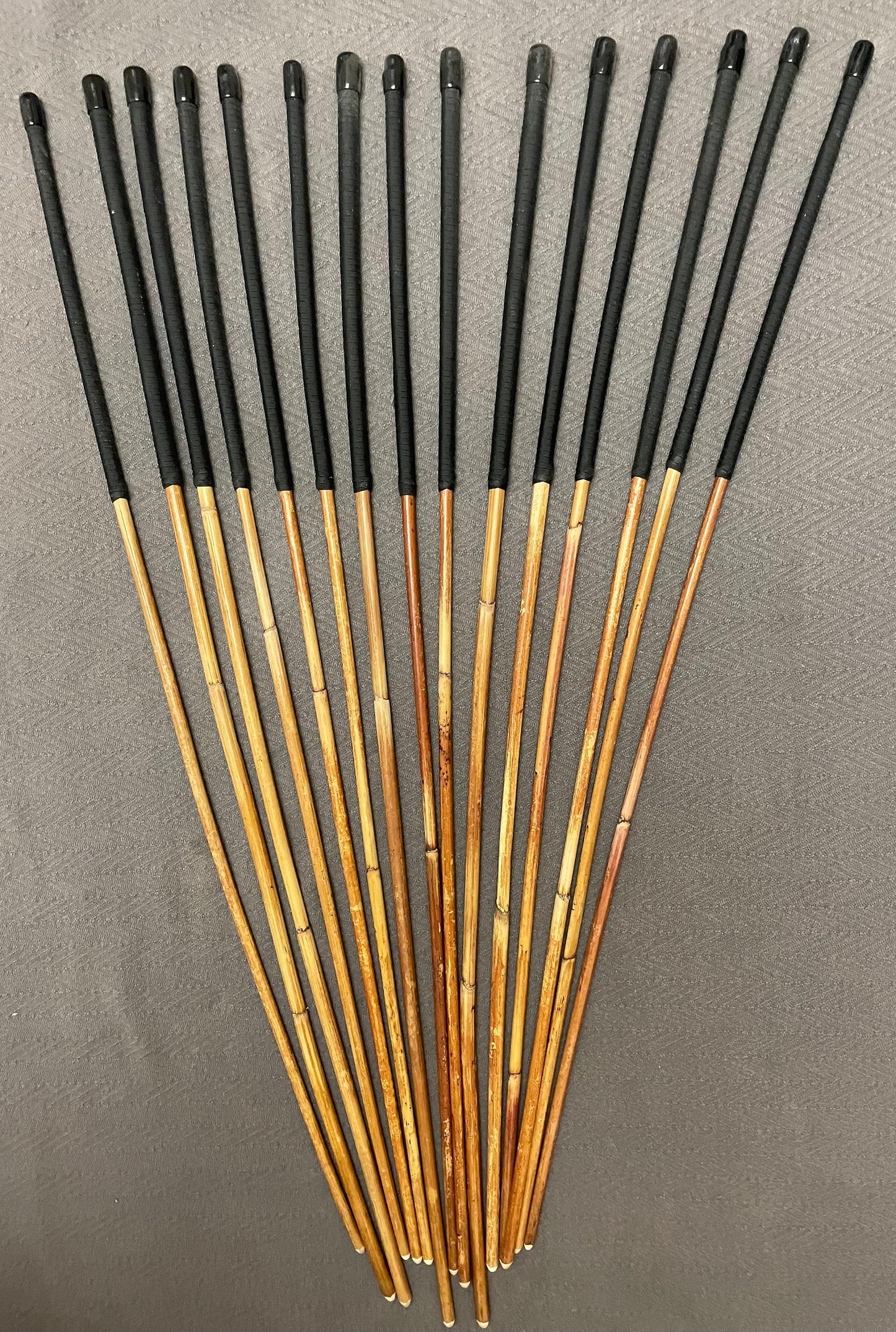 Set of 15 Classic Dragon Rattan Punishment Canes with Black Paracord Handles - 95 to 100 cms Length - Sales Special