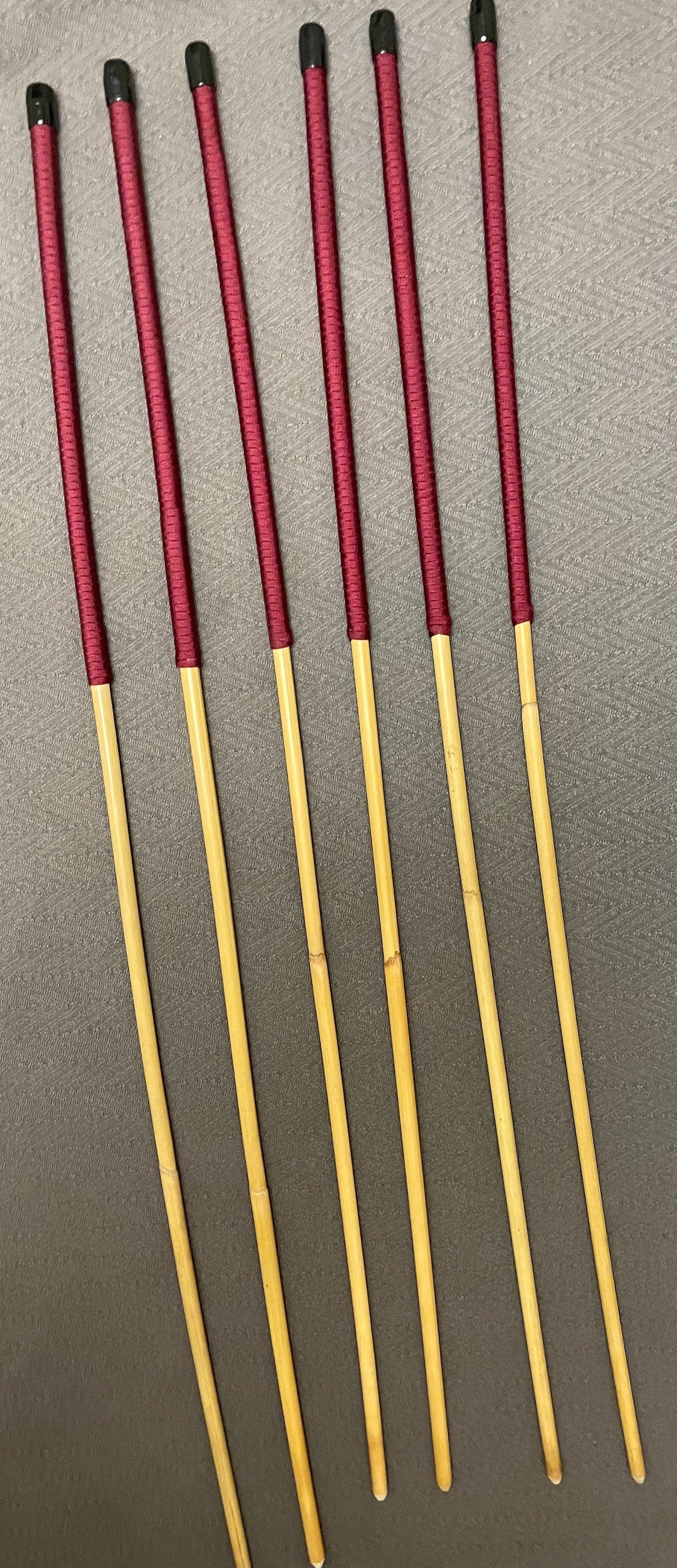 Thick and Thuddy Dragon Cane Set of 6 Rattan Canes - 95 to 100 cms Length - Burgundy Paracord Handlles