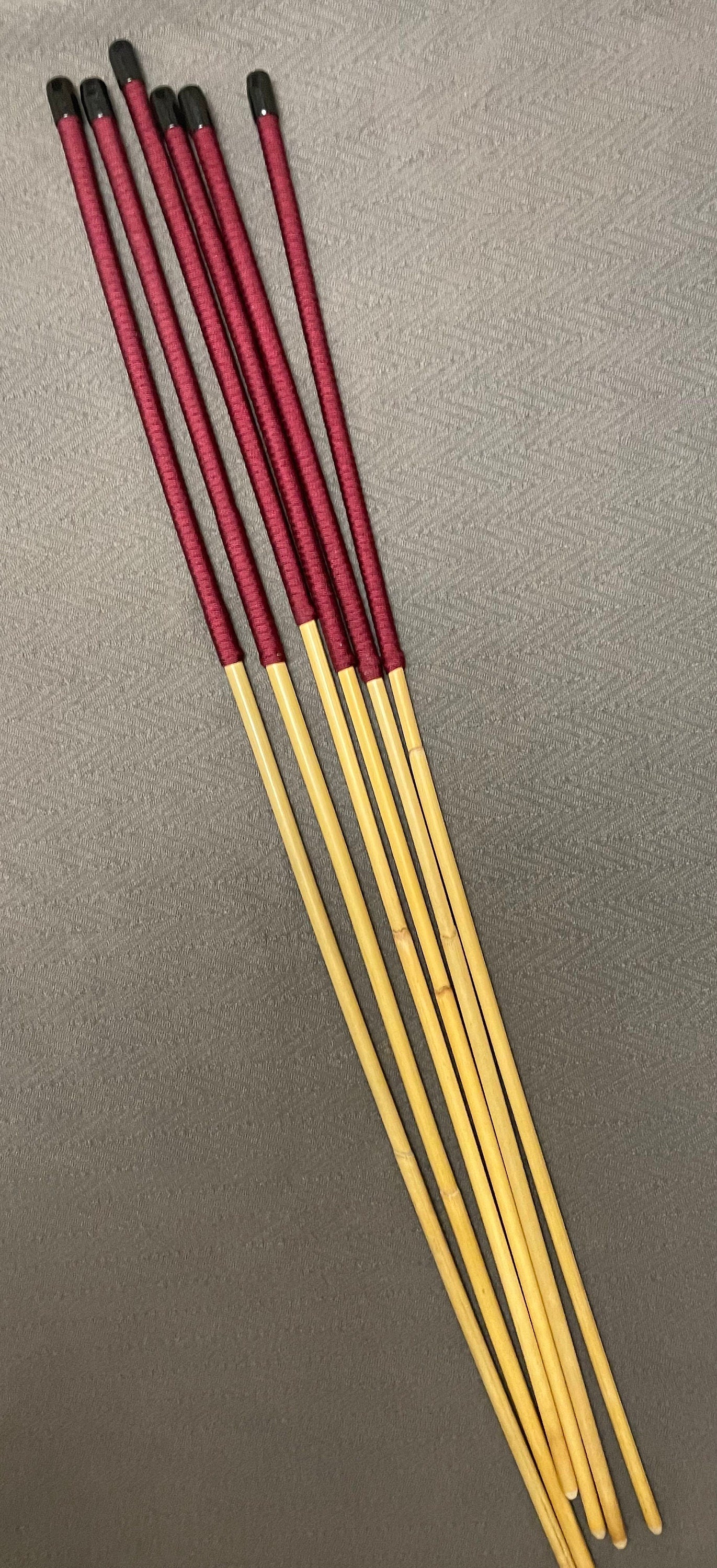 Thick and Thuddy Dragon Cane Set of 6 Rattan Canes - 95 to 100 cms Length - Burgundy Paracord Handlles