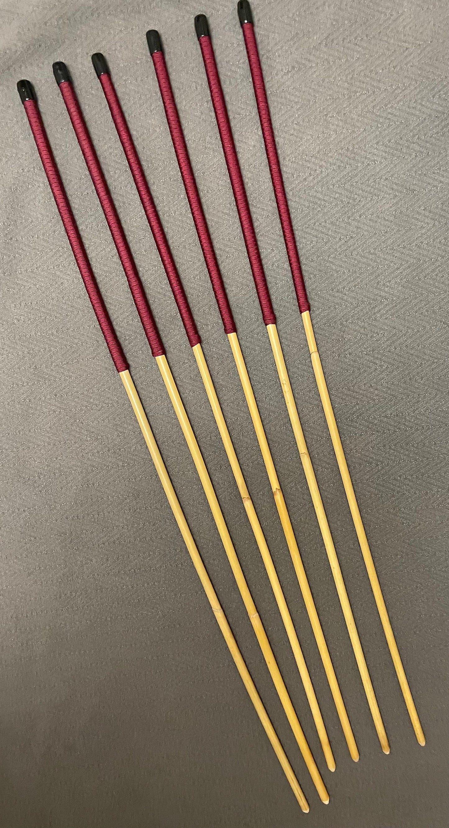 Thick and Thuddy Dragon Cane Set of 6 Rattan Canes - 95 to 100 cms Length - Burgundy Paracord Handlles