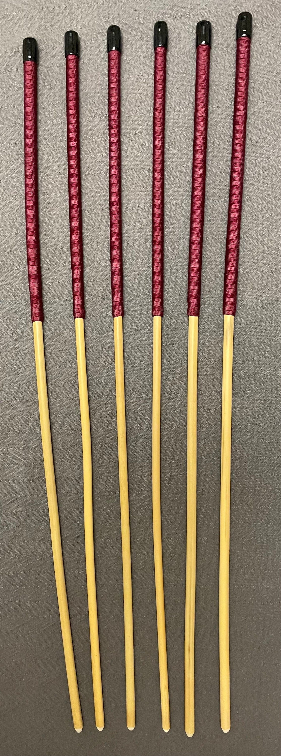 Knotless Dragon Canes / Ultimate Rattan Canes / No Knot Dragon Canes Set of 6 with Burgundy Paracord Handles 85 cms Length