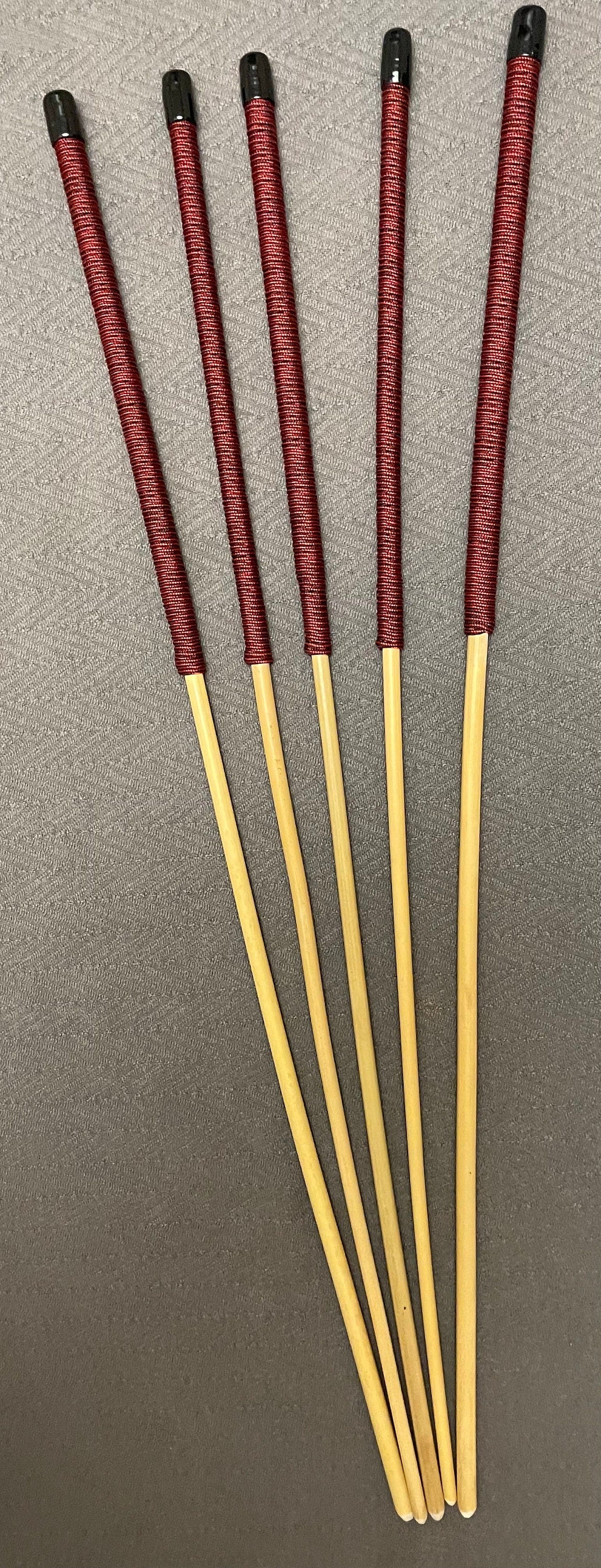 Knotless Dragon Canes / No Knot Dragon Canes / School Canes Quintet Set of 5 - 82-84 cms L & 8-8.5/9-9.5/10-10.5/11-11.5/12-12.5 mm D - LIQUORICE Paracord Handles