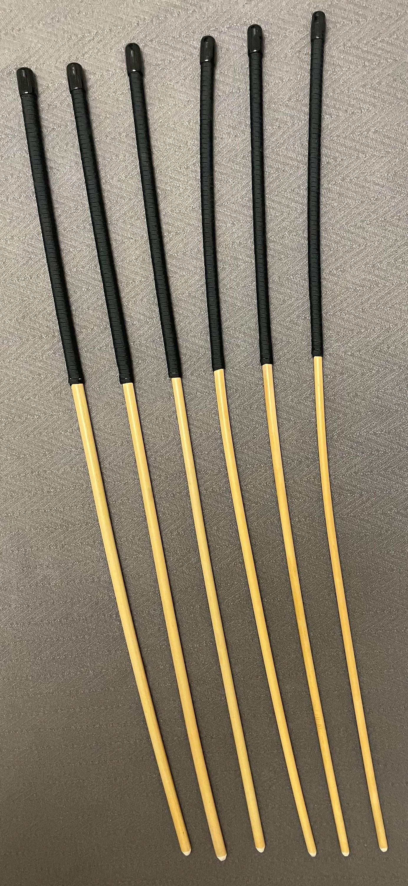 Knotless Dragon Canes / Ultimate Canes Set of 6 Rattan Canes - 82 to 84 cms Length Black Paracord Handles