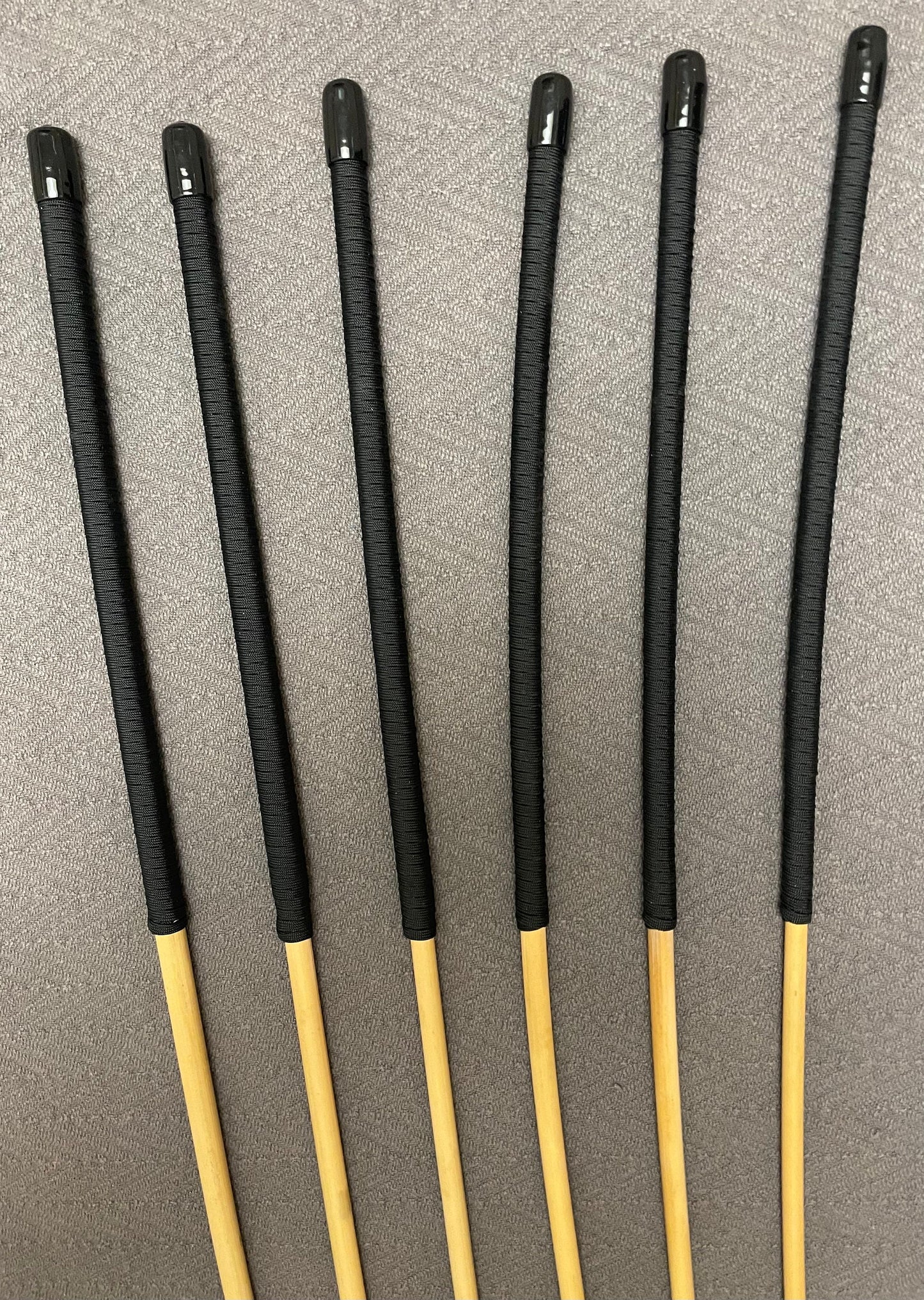 Knotless Dragon Canes / Ultimate Canes Set of 6 Rattan Canes - 82 to 84 cms Length Black Paracord Handles