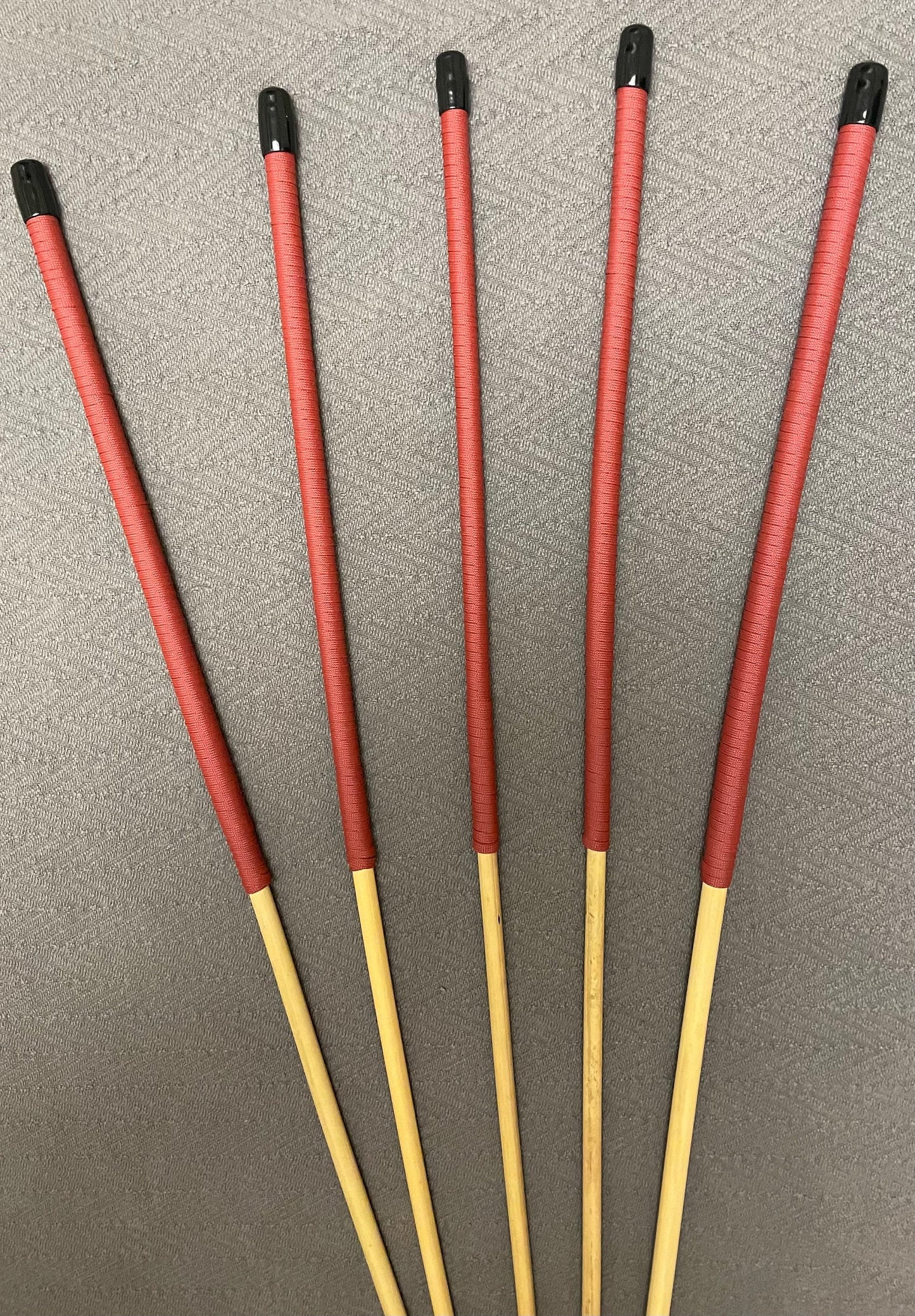 Set of 5 Knotless Dragon Canes / No Knot Rattan Canes / School Canes with Red Paracord Handles - 91 cms Length