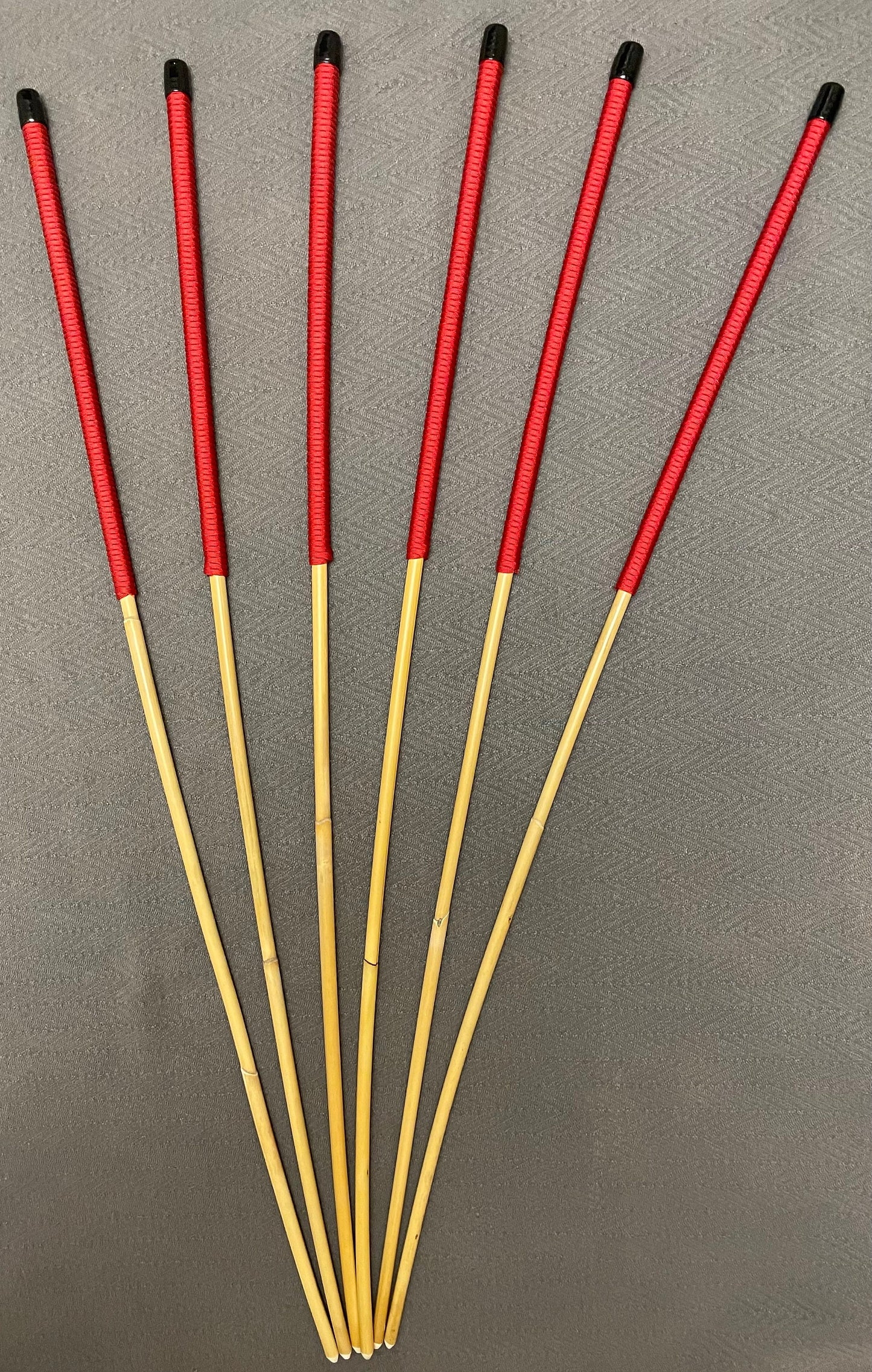 Thick and Thuddy Dragon Cane Set of 6 Rattan Canes / Whipping Canes / BDSM Canes - 100 cms Length - Red Paracord Handles