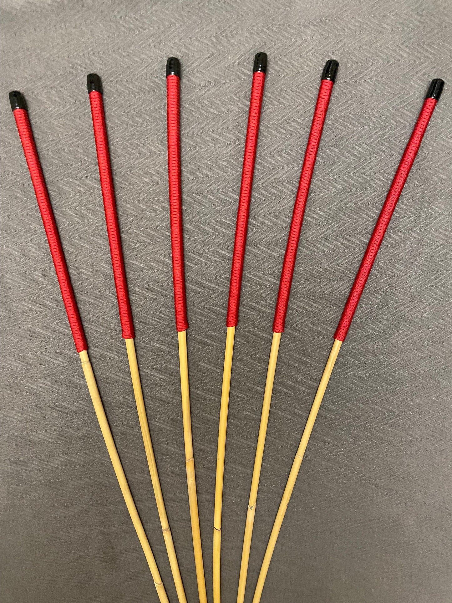 Thick and Thuddy Dragon Cane Set of 6 Rattan Canes / Whipping Canes / BDSM Canes - 100 cms Length - Red Paracord Handles