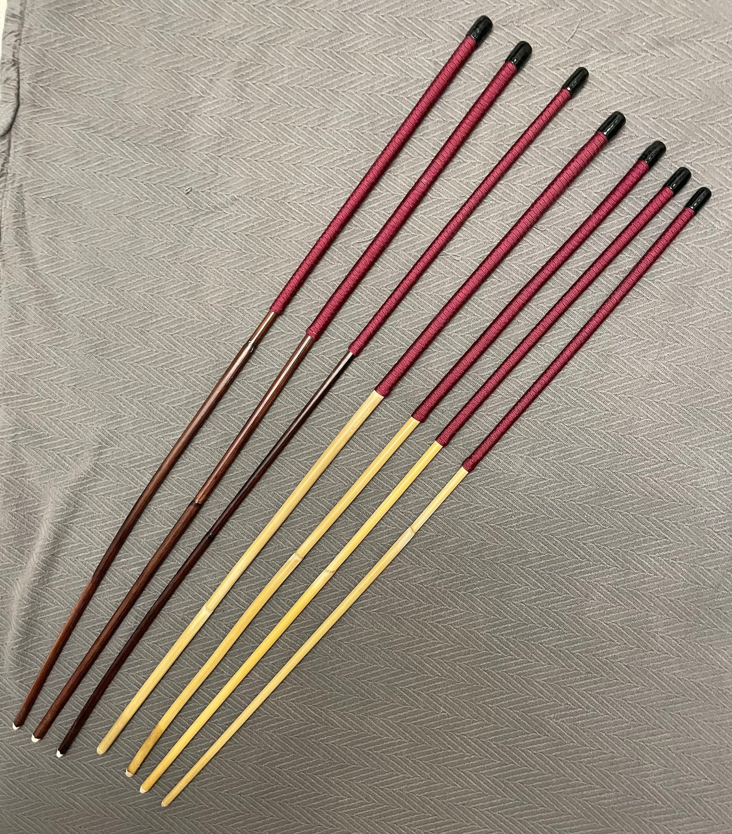 Set of 7 Classic Dragon / Smoked Dragon Canes - 90 to 95 cms Length - Burgundy Paracord Handles