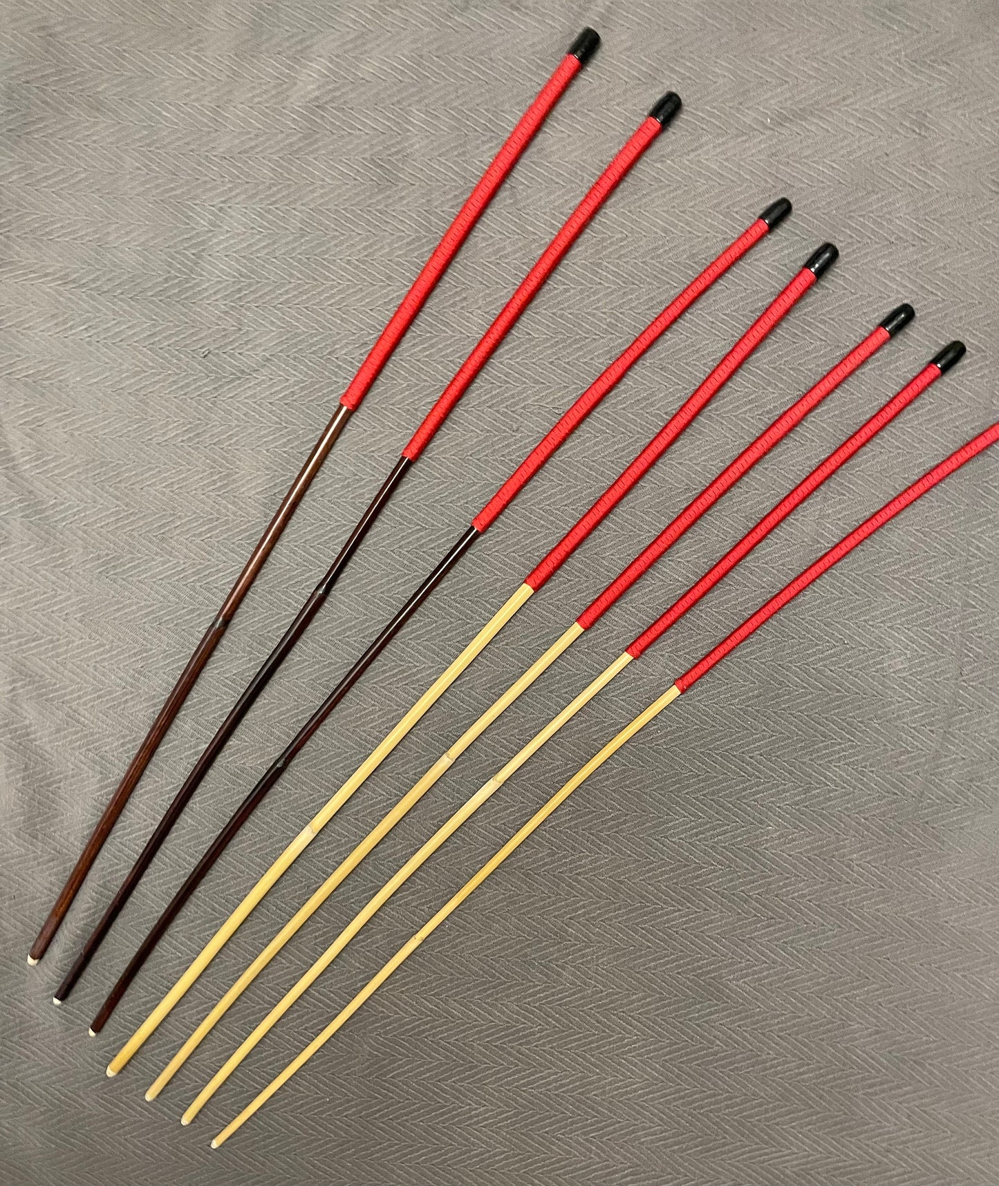 Set of 7 Classic Dragon / Smoked Dragon Canes - 95 cms Length - Imperial Red Paracord Handles