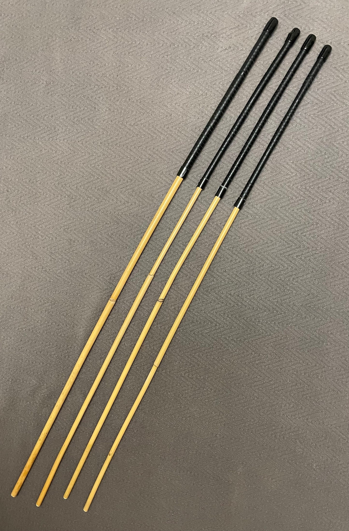 Pro Disciplinarian Set of 4 Classic Dragon Rattan Punishment Canes / Whipping Canes with Black Kangaroo Leather Handles