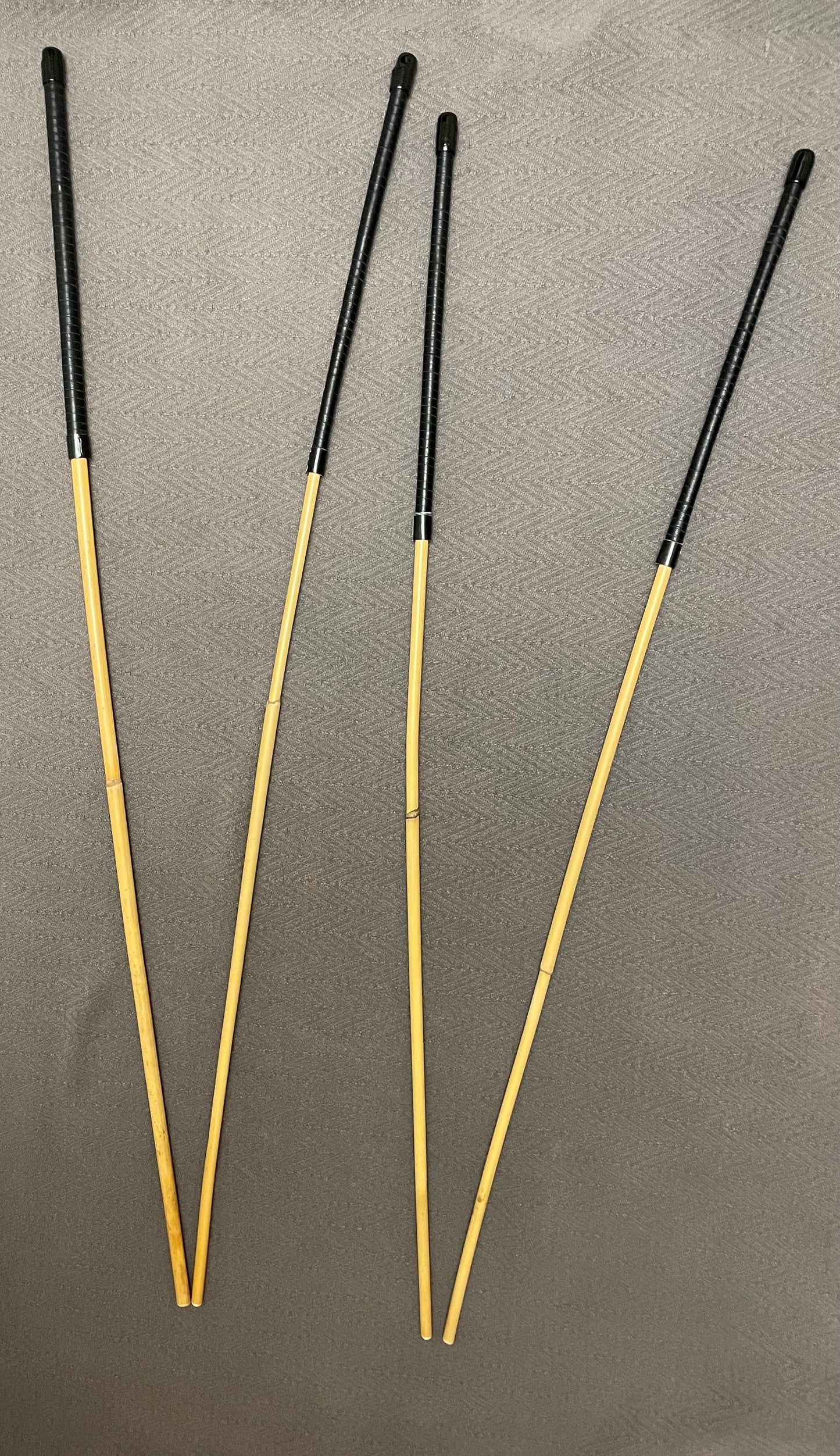 Pro Disciplinarian Set of 4 Classic Dragon Rattan Punishment Canes / Whipping Canes with Black Kangaroo Leather Handles