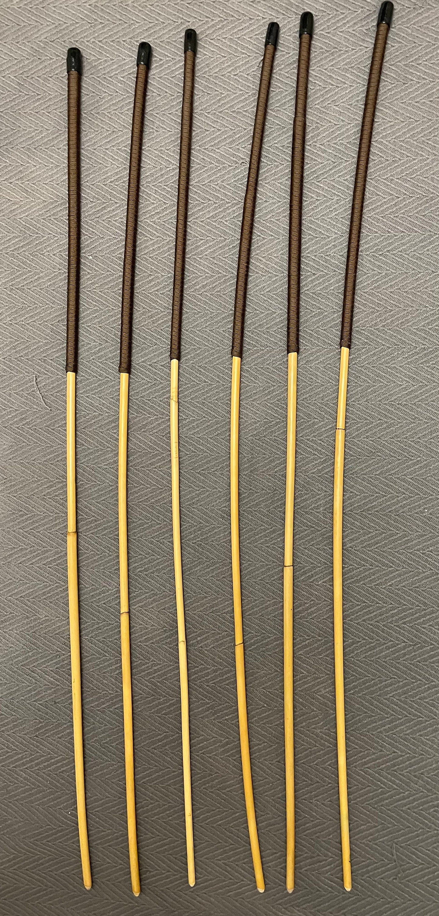 The Stinger Six Set of 6 Whippy Thin Swishy Dragon Canes with Brown Paracord Handles - 95 cms Length