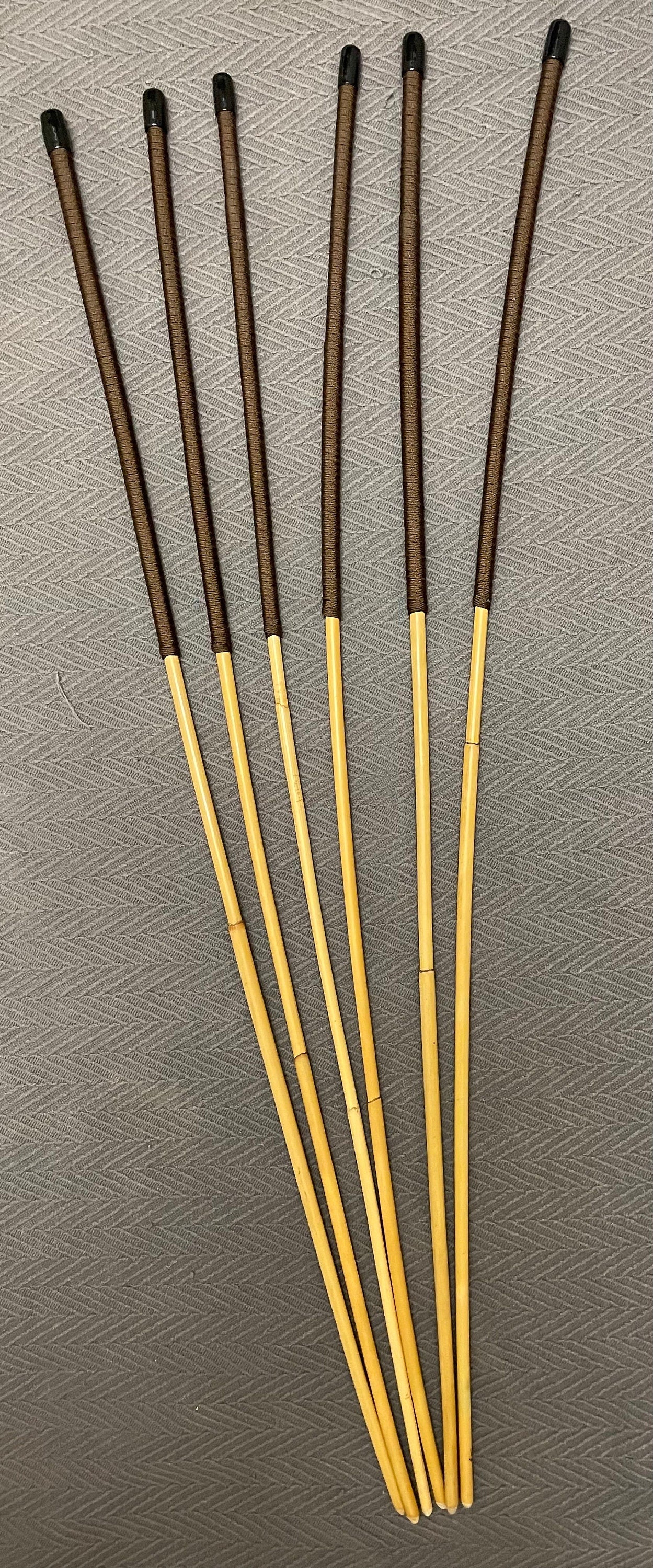 The Stinger Six Set of 6 Whippy Thin Swishy Dragon Canes with Brown Paracord Handles - 95 cms Length