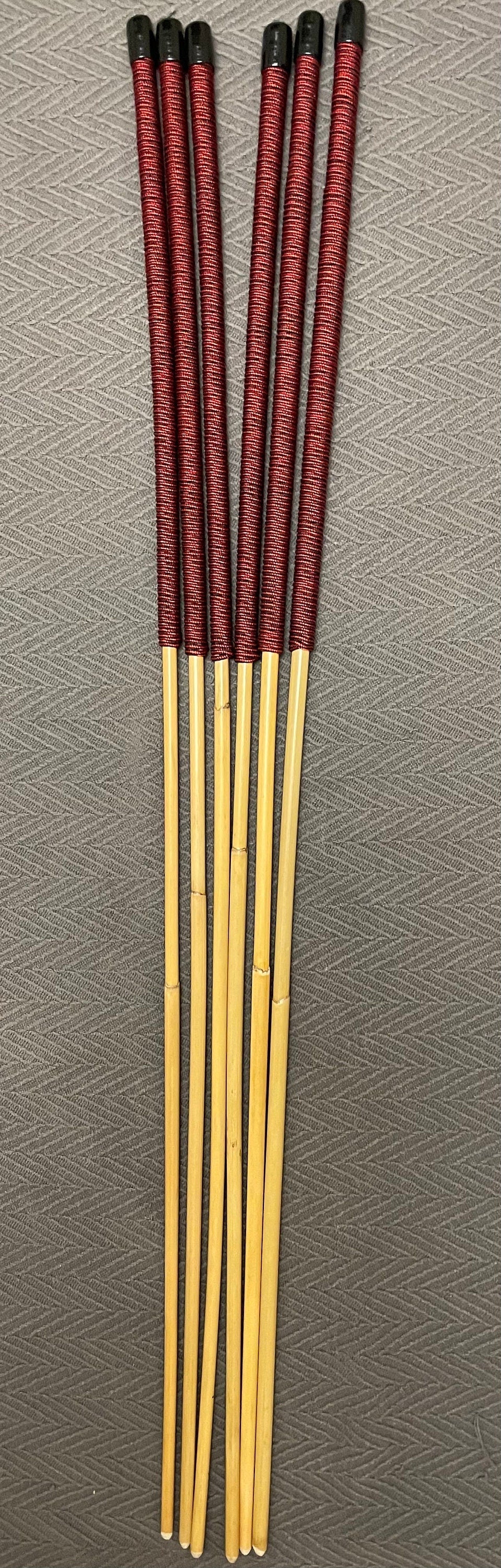 Set of 6 Whippy Swishy Thin Dragon Canes / School Canes / Falaka Canes - 95 cms Length - Burgundy Paracord Handles