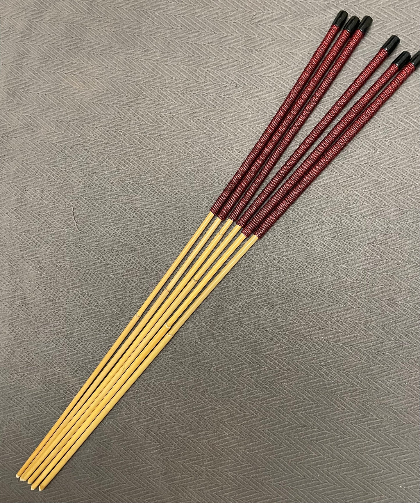 Set of 6 Whippy Swishy Thin Dragon Canes / School Canes / Falaka Canes - 95 cms Length - Burgundy Paracord Handles