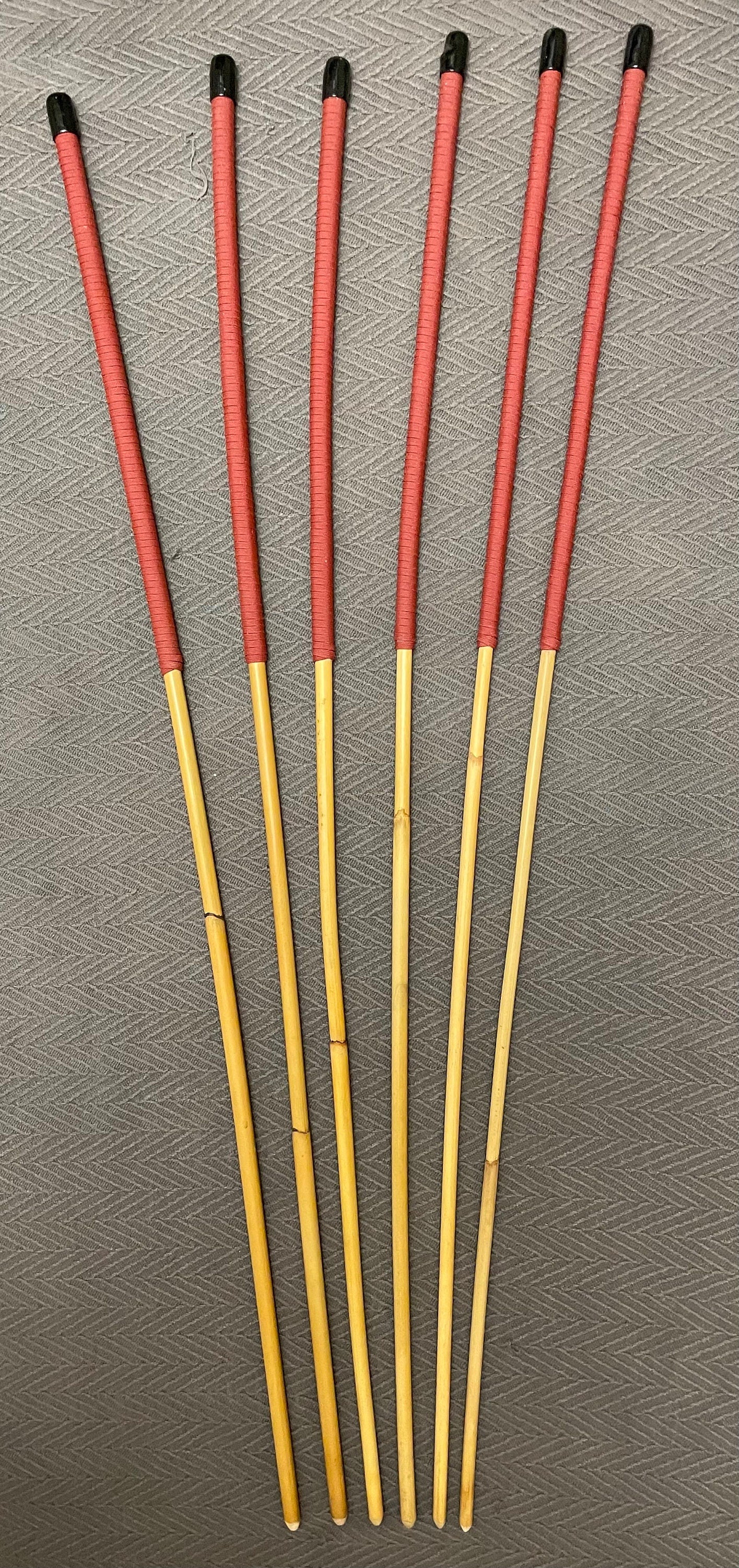 Six of the very Best Classic Dragon Rattan Punishment Cane Set - 95 cms Length - Red Paracord Handles