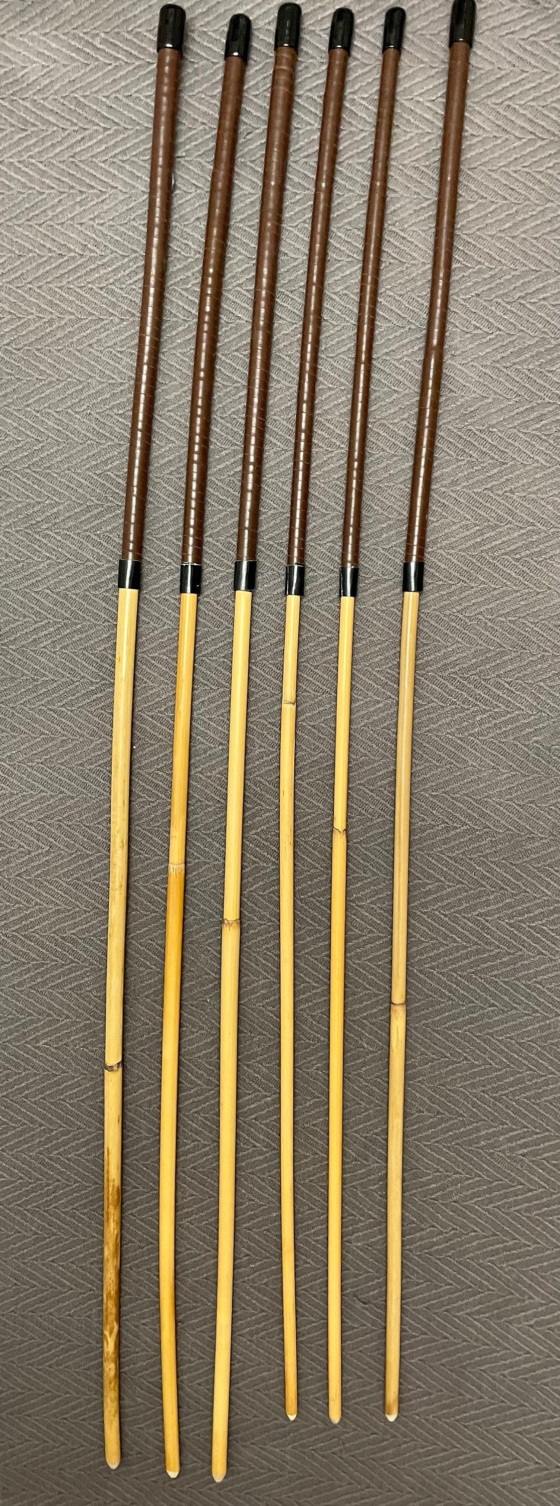 Professional Punitrix Set of 6 Classic Dragon Rattan Punishment Canes with Brandy Kangaroo Leather Handles