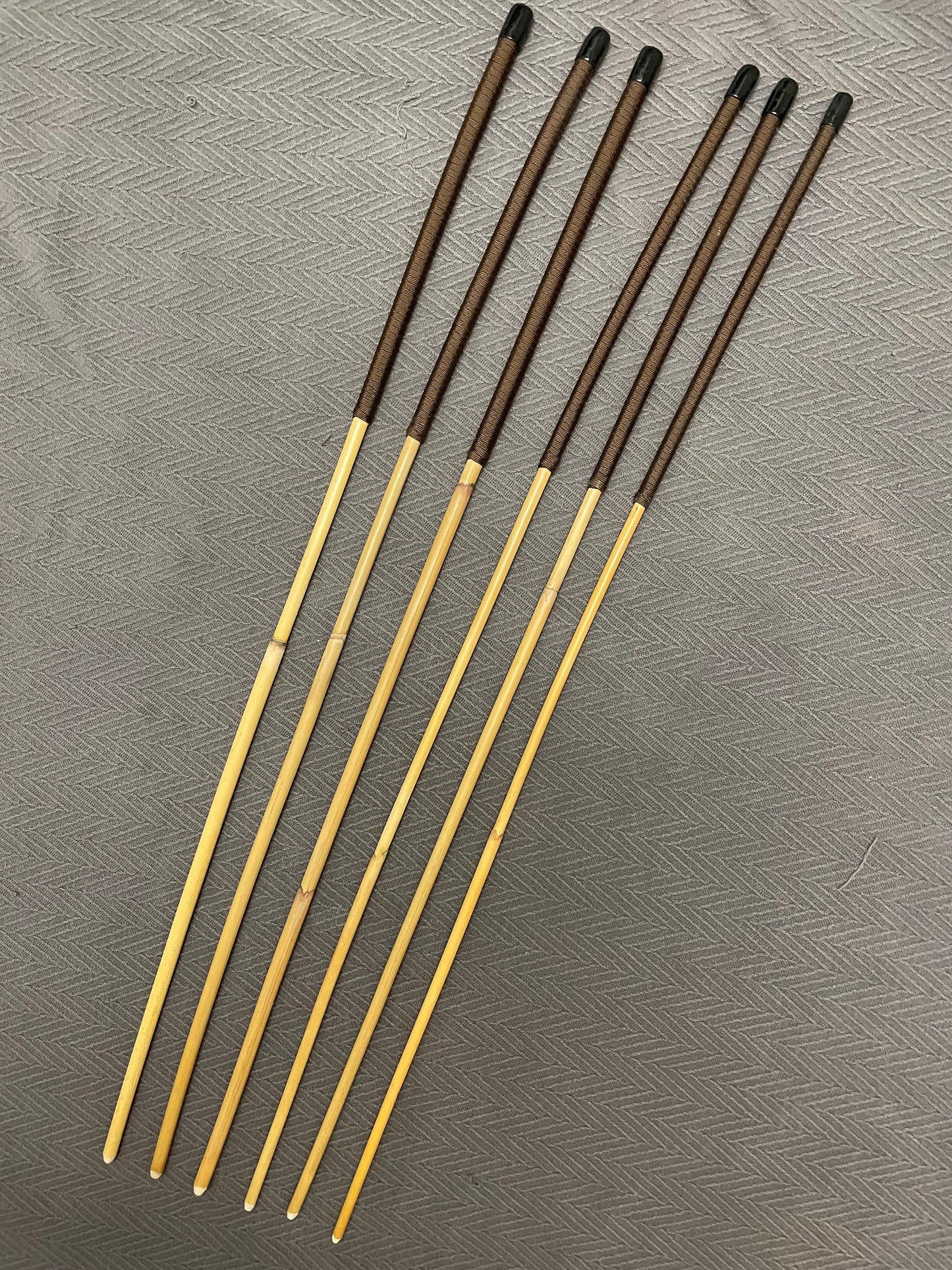 Set of 6 Classic Dragon Rattan Punishment Canes - 90 cms Length - Brown Paracord Handles - Englishvice Canes
