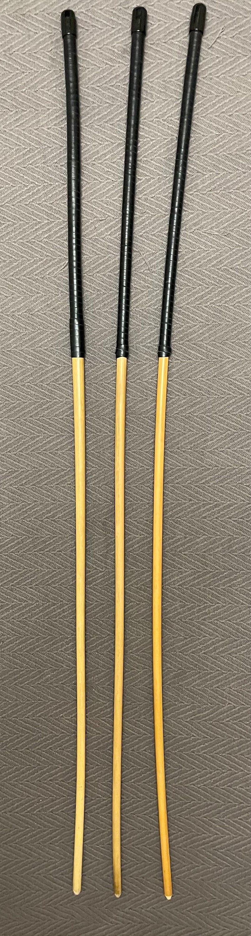 Set of 3 Knotless / No Knot Dragon Canes - 100 cms Length - Bllack Kangaroo Leather Handles - Englishvice Canes