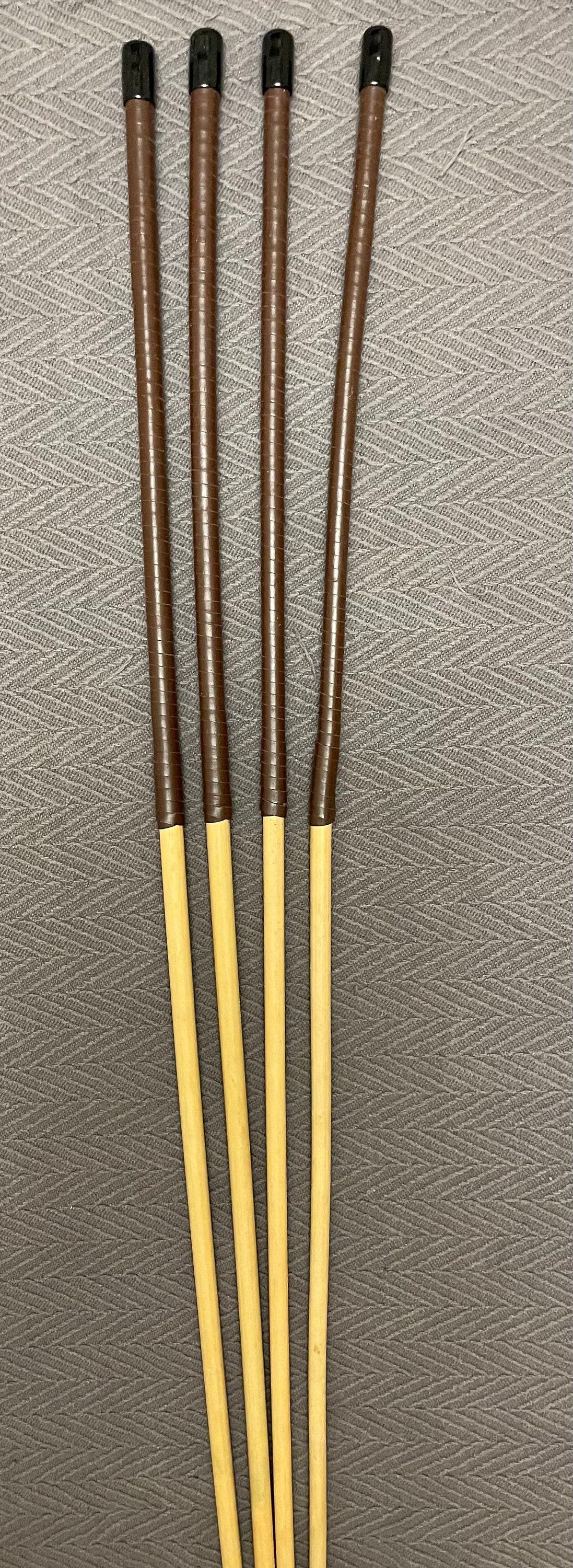Knotless Dragon Canes / Ultimate Rattan Canes Set of 4 with Brandy Kangaroo Leather Handles 92 cms Length - Englishvice Canes