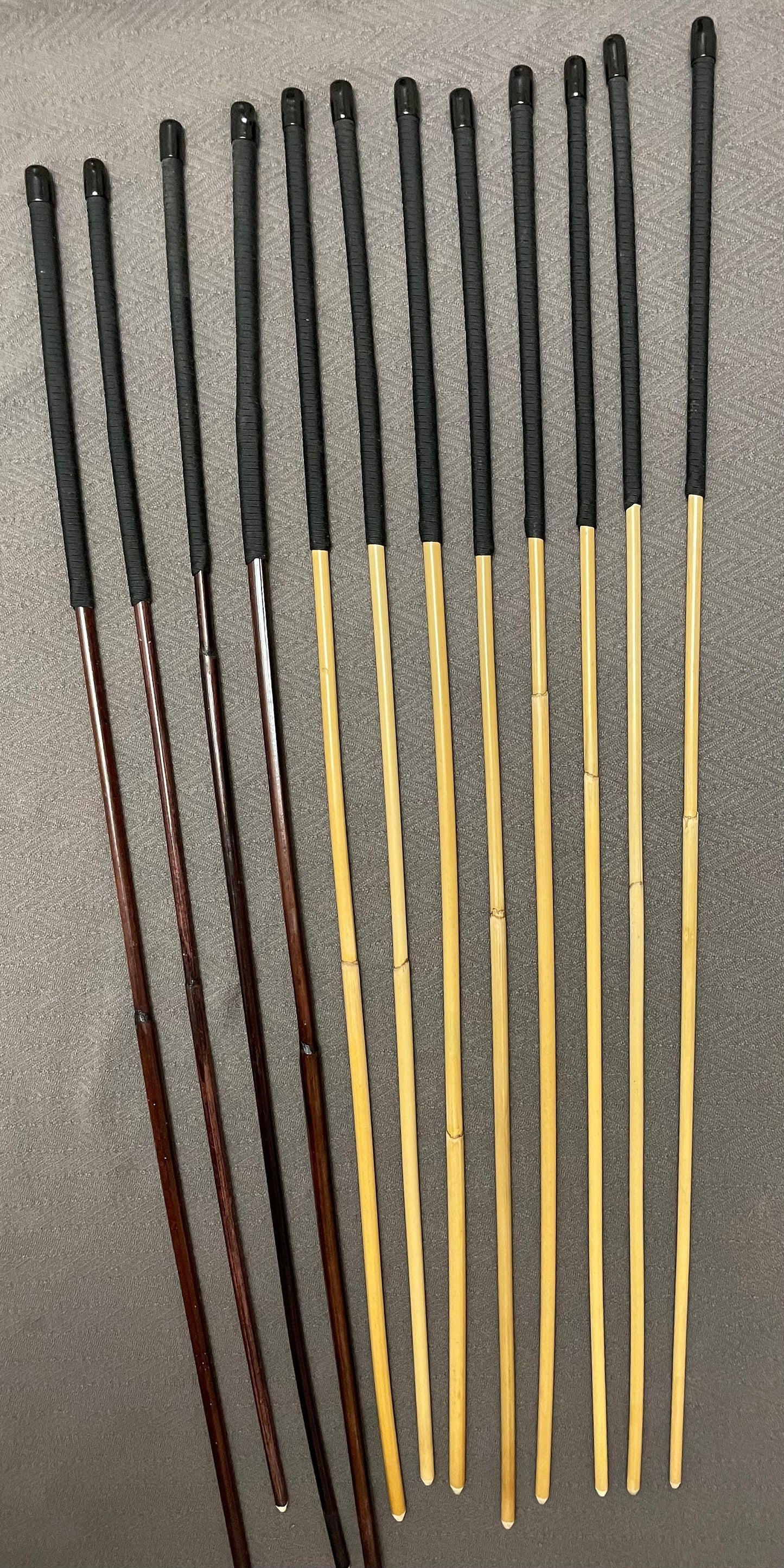 Painful Pleasures Mixed Set of 12 Classic Dragon / Smoked Dragon Canes with Black Paracord Handles