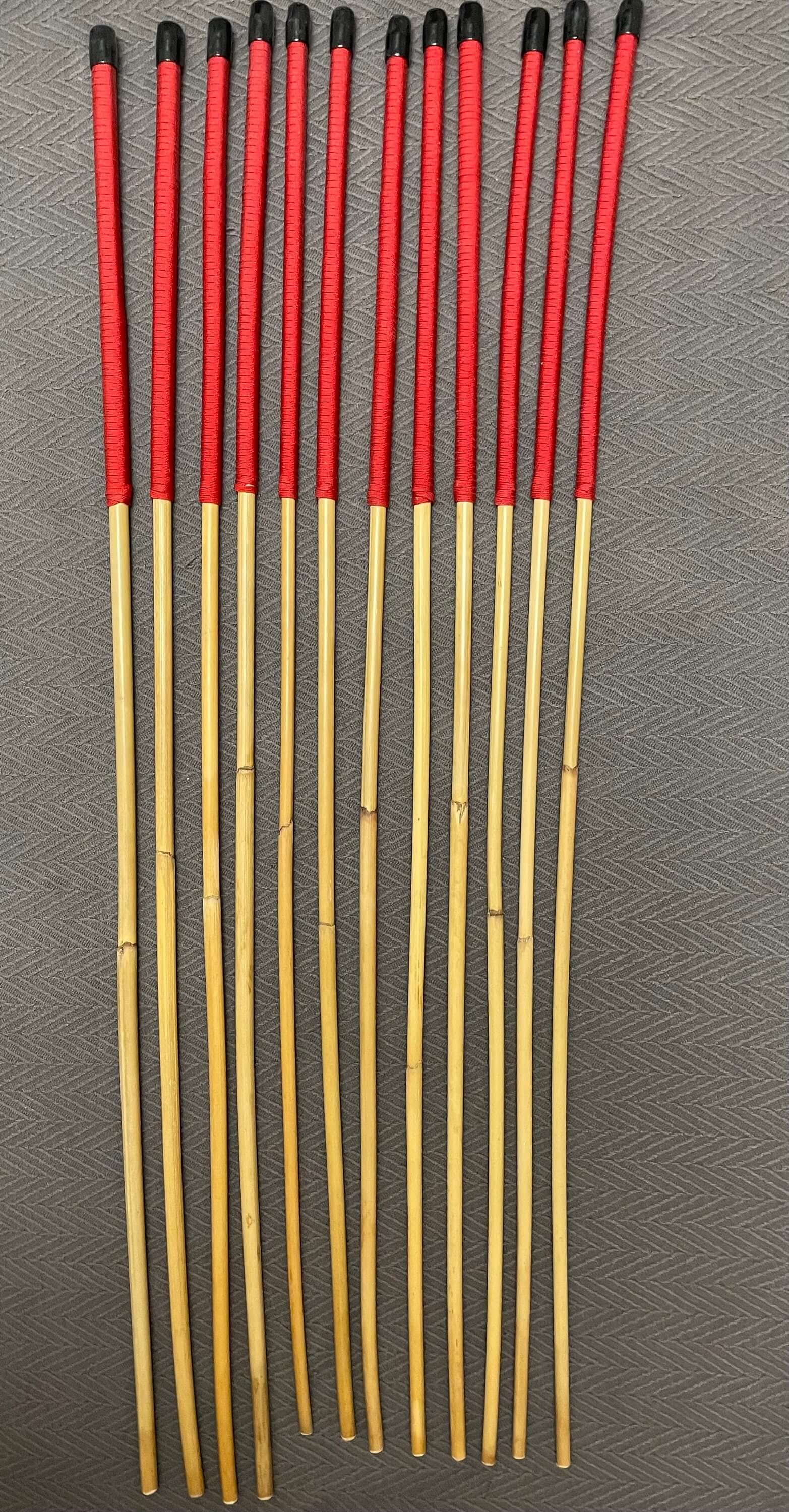 Set of 12 Dragon Rattan Canes / BDSM Canes wirh Red Paracord Handles