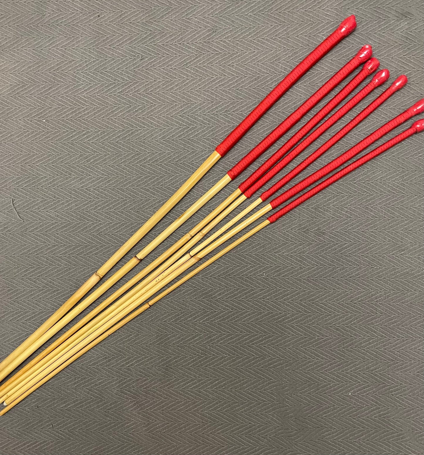 Set of 7 Classic Dragon Canes / School Canes / Punishment Canes / BDSM Canes - 90 cms Length - Red Paracord Handles